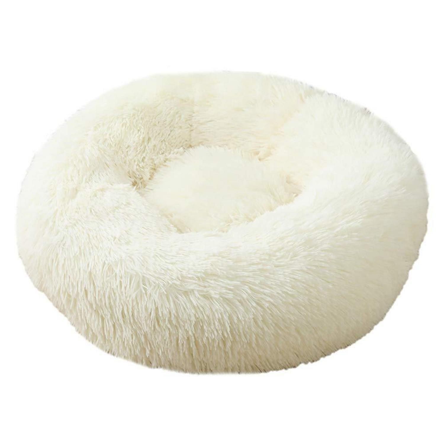 LuxusKollektion Hundebett Hundebett Donut Plüsch Weiß 50CM