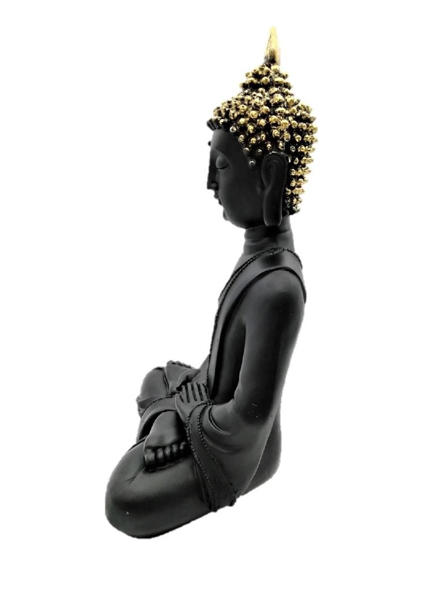Geschenkestadl Buddhafigur Buddha Figur 30 cm Schwarz Gold Zen Meditation Deko Polystein, Buddha schwarz/gold – Bild 5 von 5