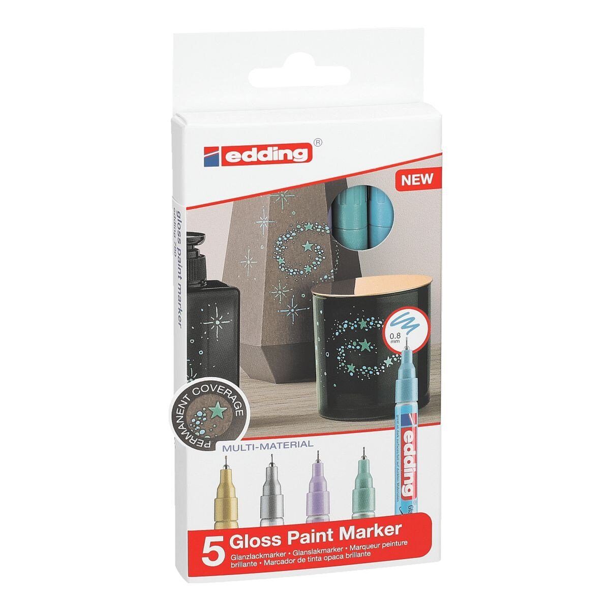 edding Lackmarker 780 metallic spezial, (5-tlg), Strichstärke 0,8 mm