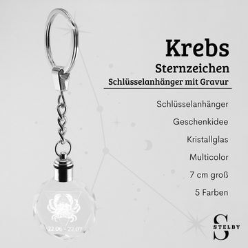 Stelby Schlüsselanhänger Krebs Sternzeichen Schlüsselanhänger LED Multicolor mit Geschenkbox