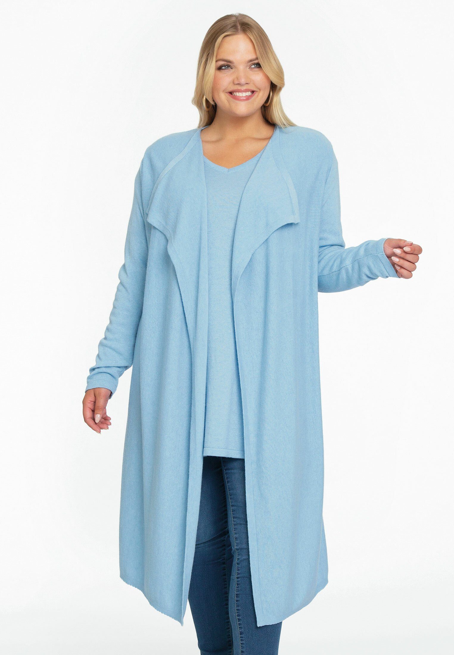 Yoek Cardigan Große Größen light blue