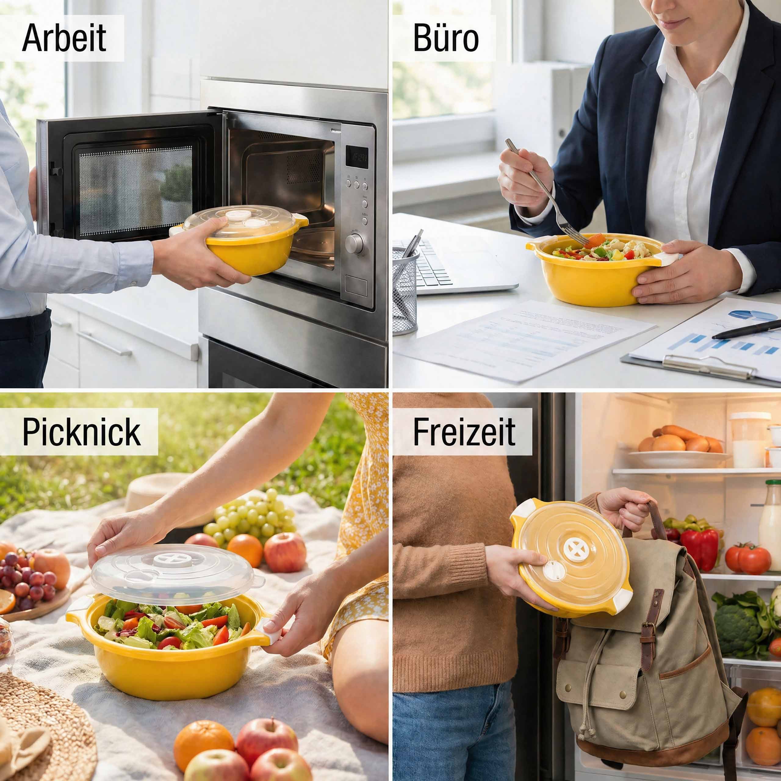 Lantelme Mikrowellenbehälter Mikrowellenschüssel Set rund Mikrowellen Picknick Schüssel, (2-tlg., 2 Stück Set Mikrowellenschüssel Volumen 1,8 Liter Volumen), mi – Bild 4 von 5