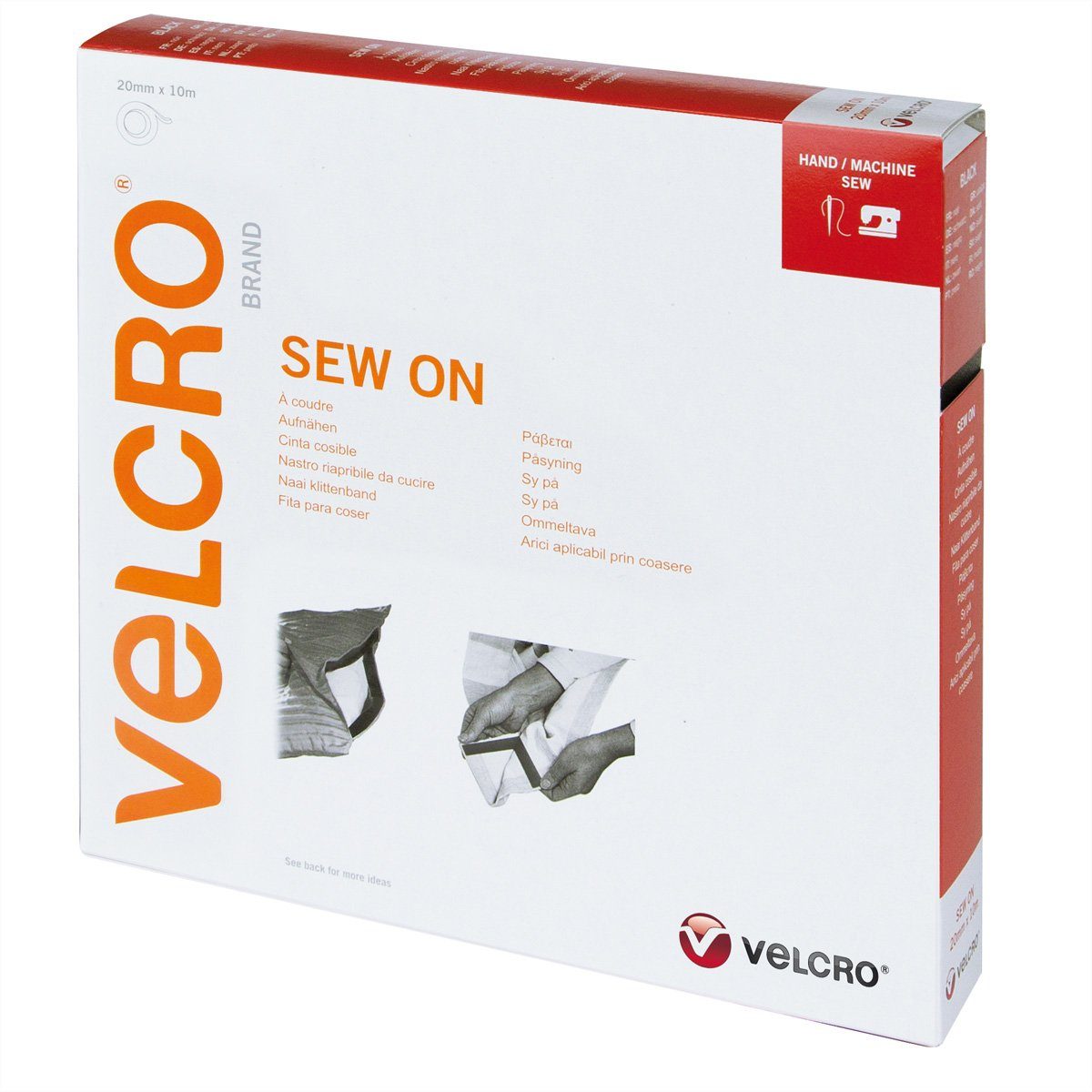 VELCRO Kabelbinder Klettband zum Aufnähen Haken & Flausch 20mm x 10m Schwarz, VEL-EC60271