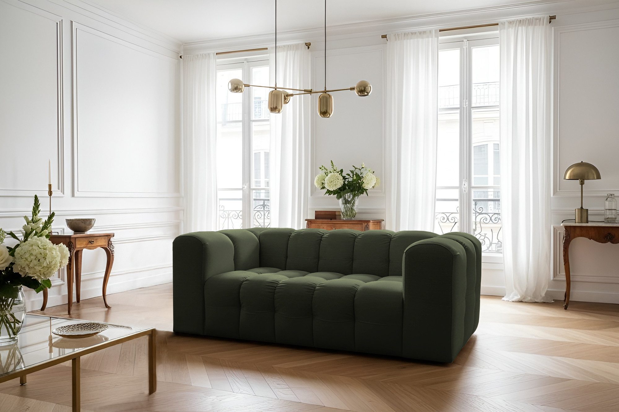 yourhouse24 2-Sitzer Sofa BLOOM, 200x106 cm, Bubble-Optik, Chenille oder Samt