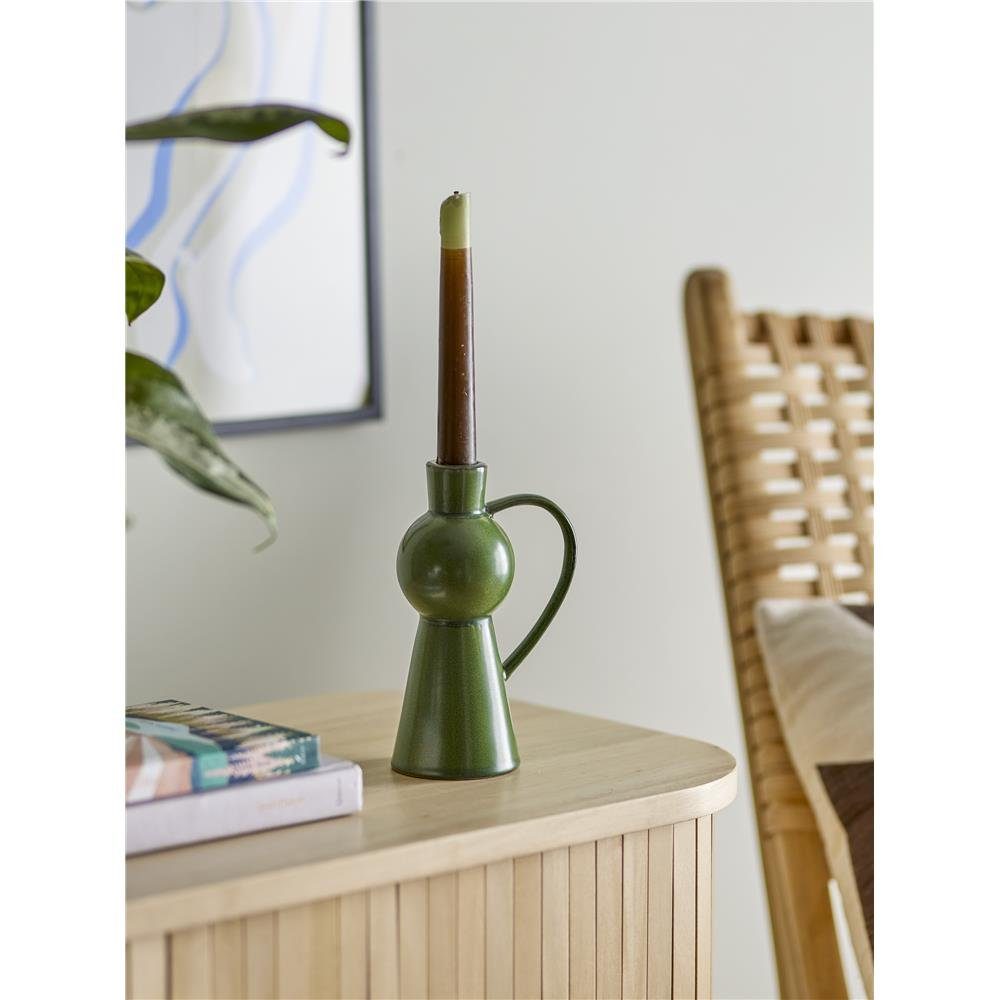 Bloomingville Kerzenständer Fija, Grün dänisches stylisches Steingut Design 18cm