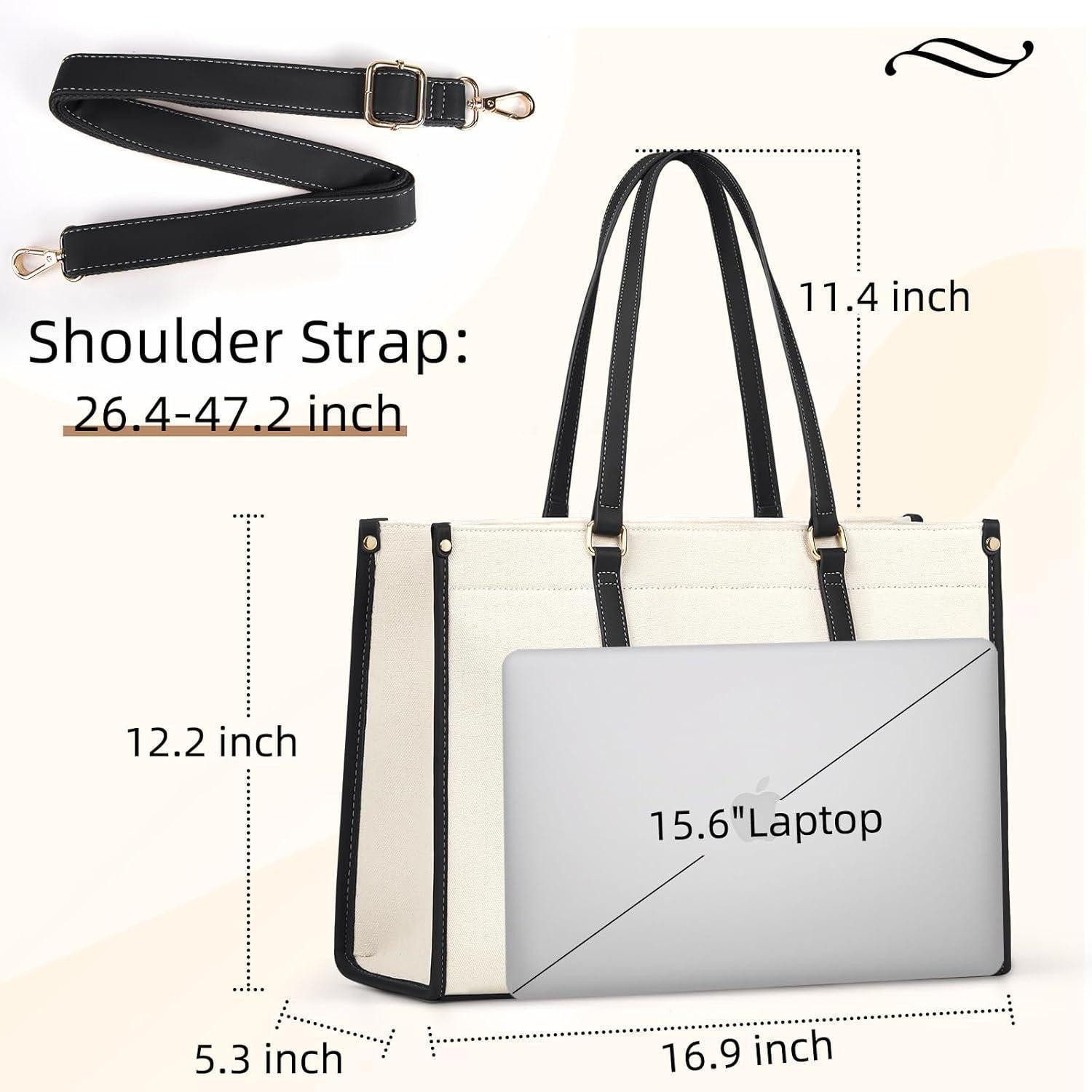 LuxusKollektion Handtasche Handtasche Damen Shopper Groß Canvas Laptoptasche 15,6 Zoll Tote Bag