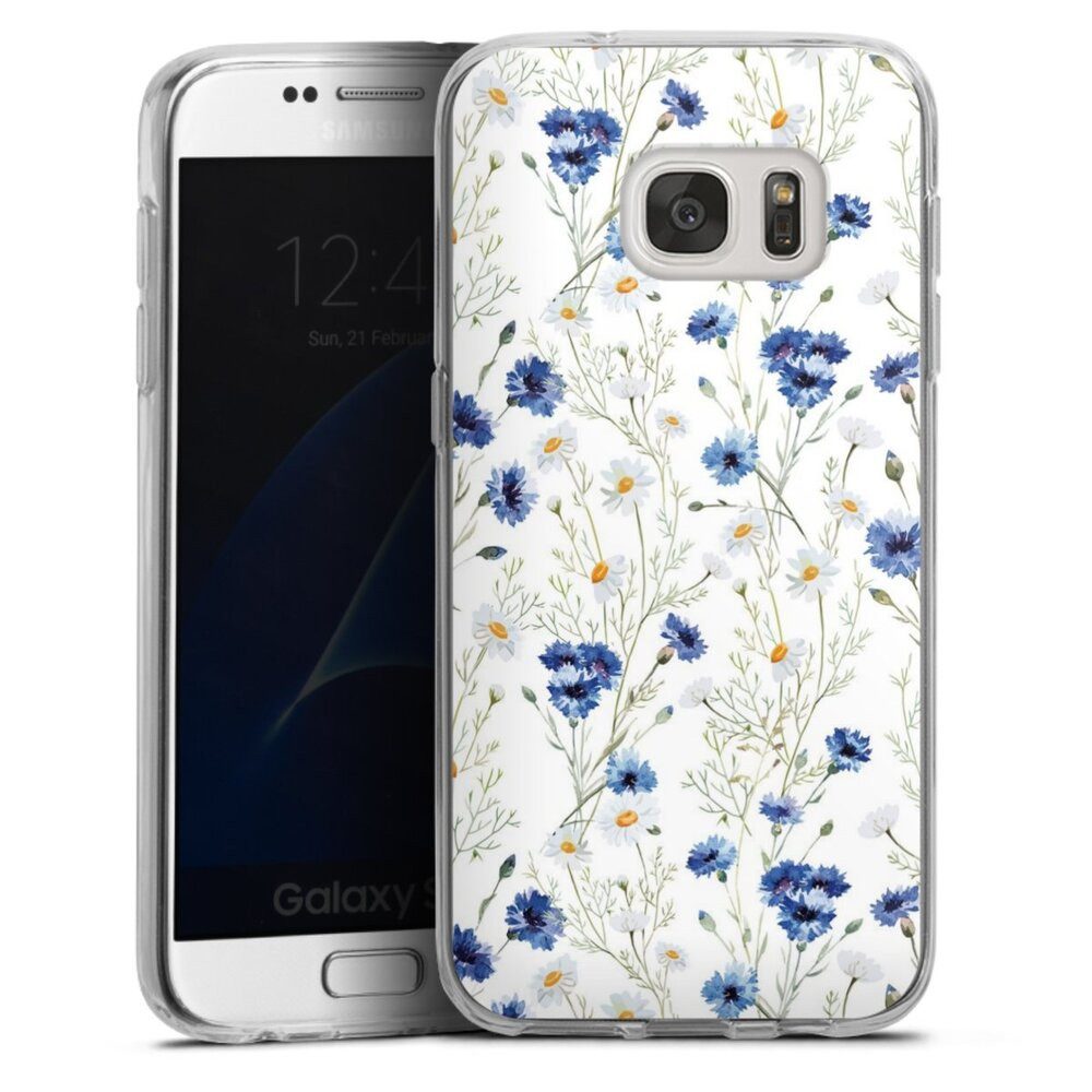 DeinDesign Handyhülle Muster Blume Blumen Flower Pattern 6, Samsung Galaxy S7 Silikon Hülle Bumper Case Handy Schutzhülle