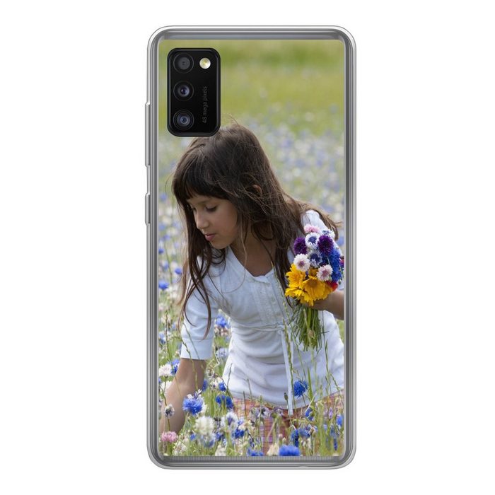 MuchoWow Handyhülle Mädchen - Blumen - Wiese Handyhülle Samsung Galaxy A41 Smartphone-Bumper Print Handy