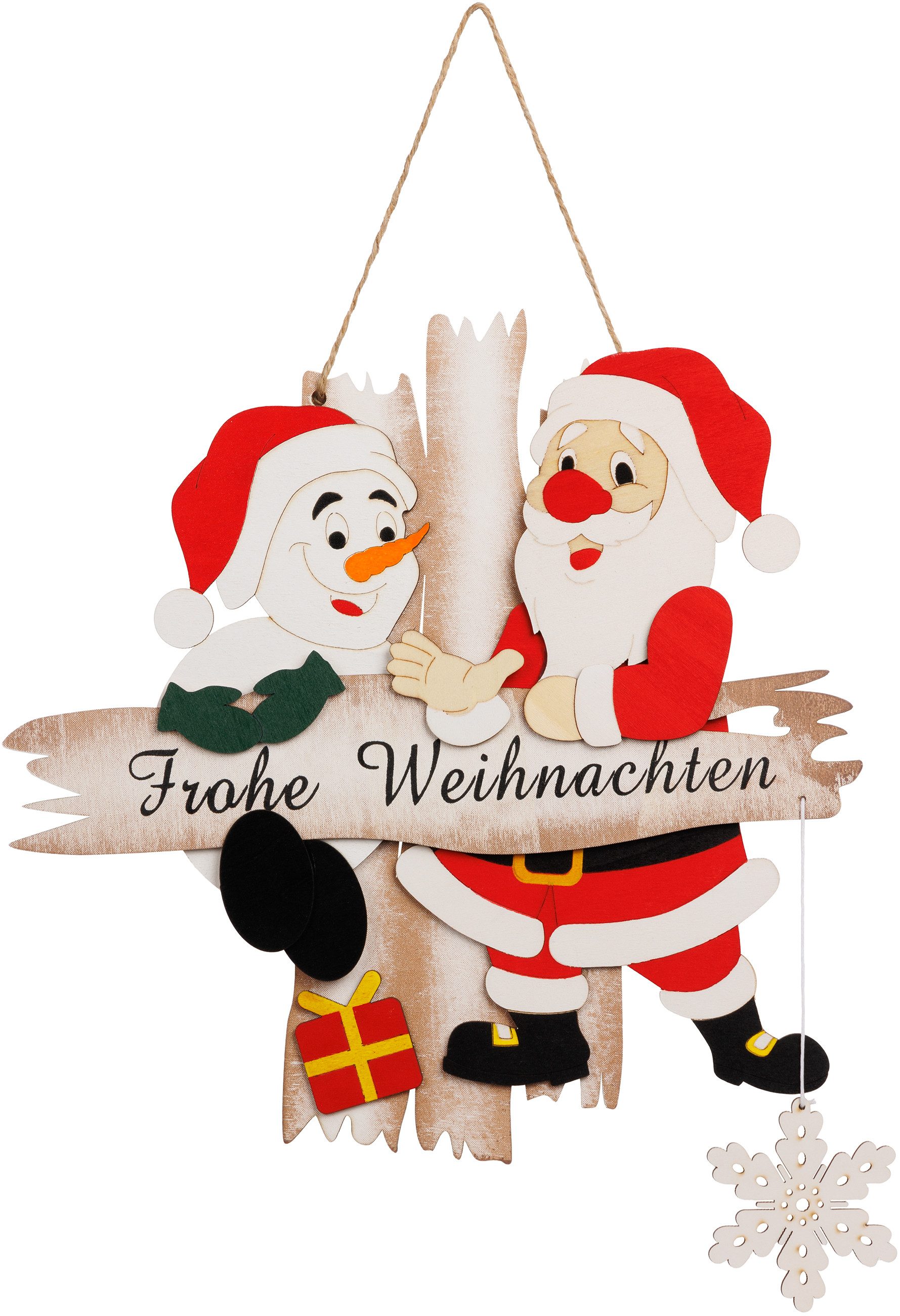 SIKORA Dekoobjekt Holz Türschild Deko zum Aufhängen Frohe Weihnachten Türdeko - DK07