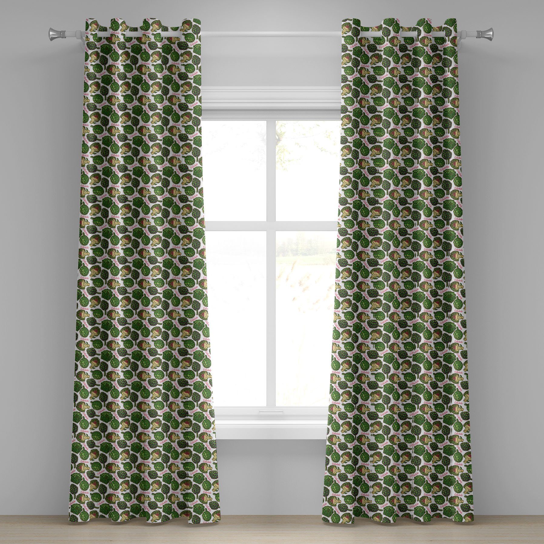 Gardine Dekorative 2-Panel-Fenstervorhänge für Schlafzimmer Wohnzimmer, Abakuhaus, Artischocke Super Food Bio