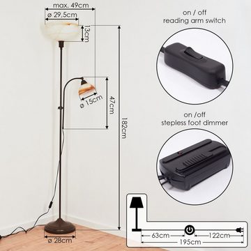 hofstein Stehlampe »Pereto« antike Bodenlampe aus Metall/Glas, Braun/Alabasterfarben/Weiß, ohne Leuchtmittel, Stehlampe mit Fußdimmer + An-/Ausschalter, E27+ E14