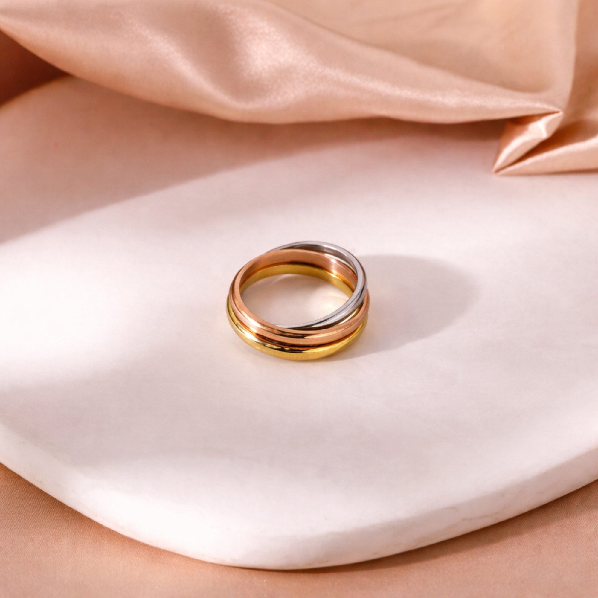 Kim Johanson Fingerring Tricolor, Wickelring, Damenring, verschiedene Größen