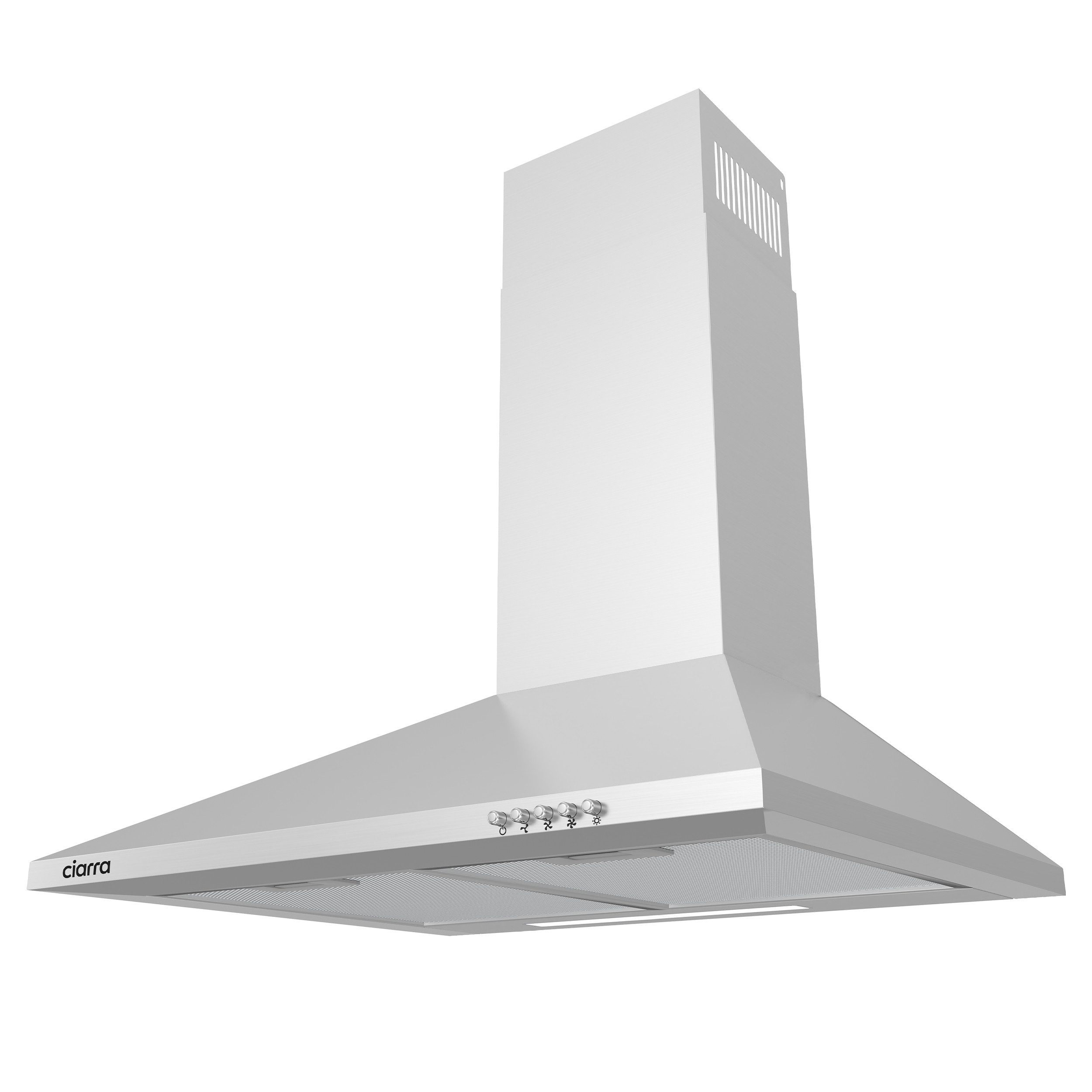 CIARRA Wandhaube 370 m³/h Dunstabzugshaube Umluft & Abluft 3 Stufen leise Serie CAS6201A 370 m³/h Dunstabzugshaube Umluft & Abluft 3 Stufen leise, 60 cm Abzugshaube mit LED-Beleuchtung Druckknopf Edelstahl