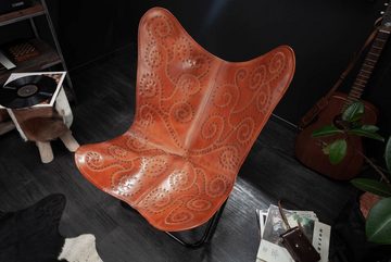 riess-ambiente Sessel BUTTERFLY hellbraun, mit Echtlederbezug