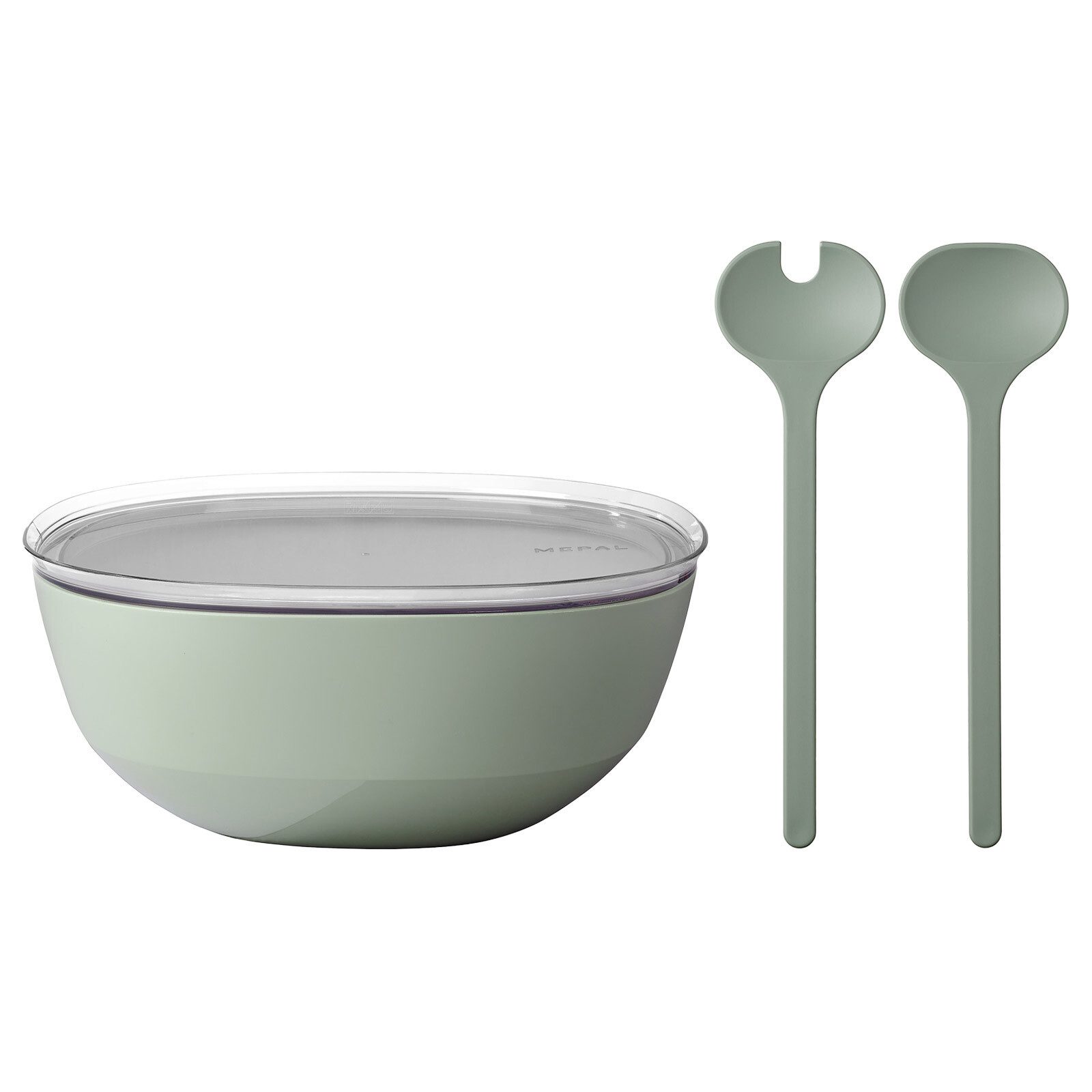 Mepal Schale Silueta Servierschale mit Deckel & Salatbesteck, Kunststoff, (1x Schale, 1x Salatbesteck, 2-tlg)