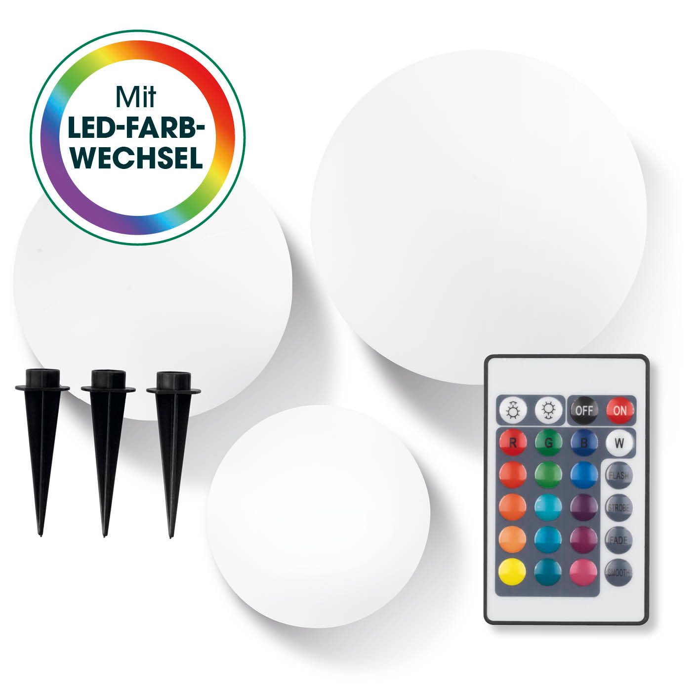 EASYmaxx LED Solarleuchte 2er- Set LED Solarleuchte mit Farbwechsel, Deko Gartenleuchte mit LED, ideal für Garten, Terrasse, Balkon