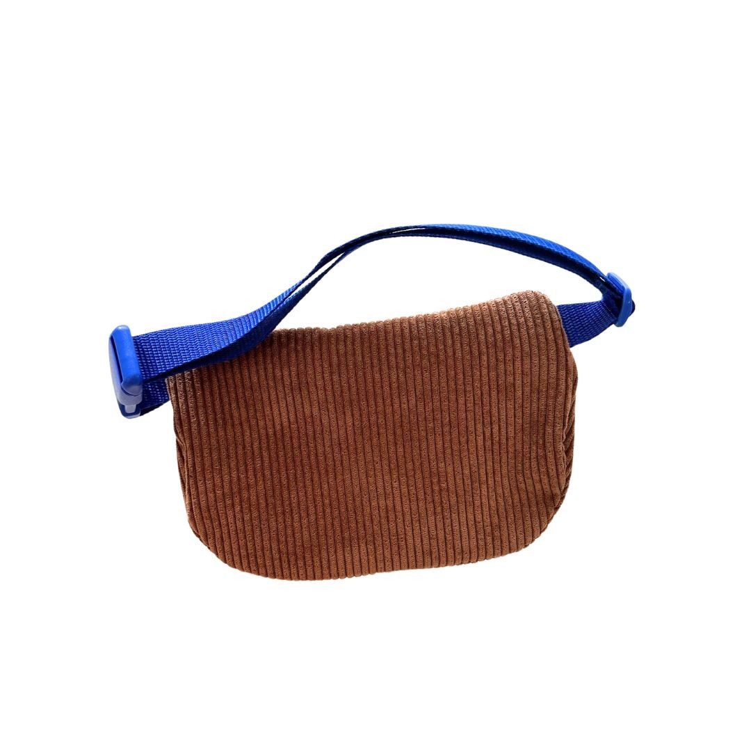 suebidou Bauchtasche Gürteltasche für Kinder aus Cord Hip Bag braun mit coolem Smiley, Gurt ist anpassbar