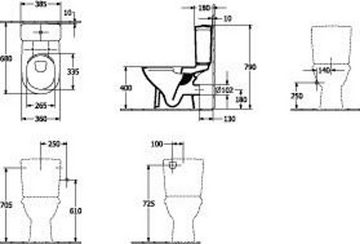 Villeroy & Boch WC-Komplettset V&B Stand-WC O.NOVO t 360x670mm spülrand