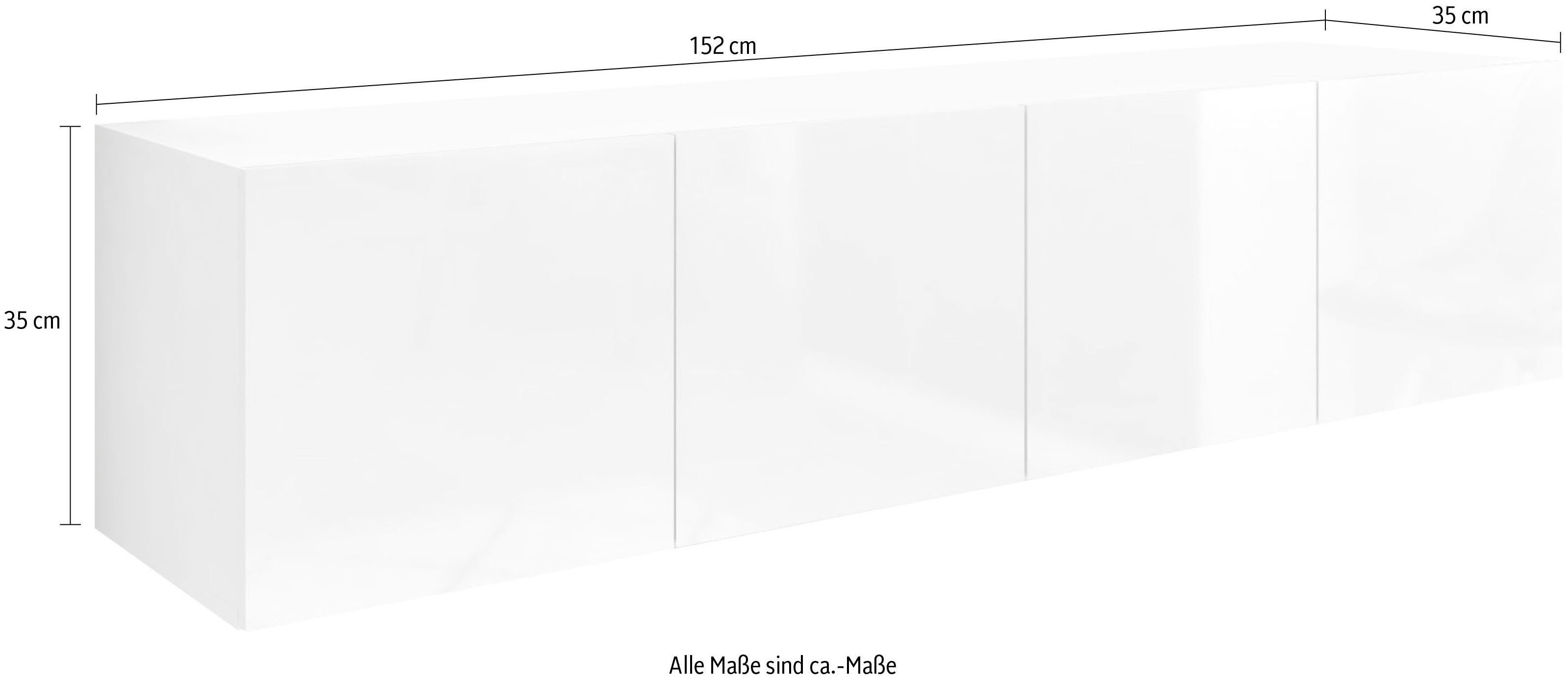 borchardt Möbel 152 weiß Hochglanz hängend nur cm, Lowboard Breite matt/graphit Vaasa