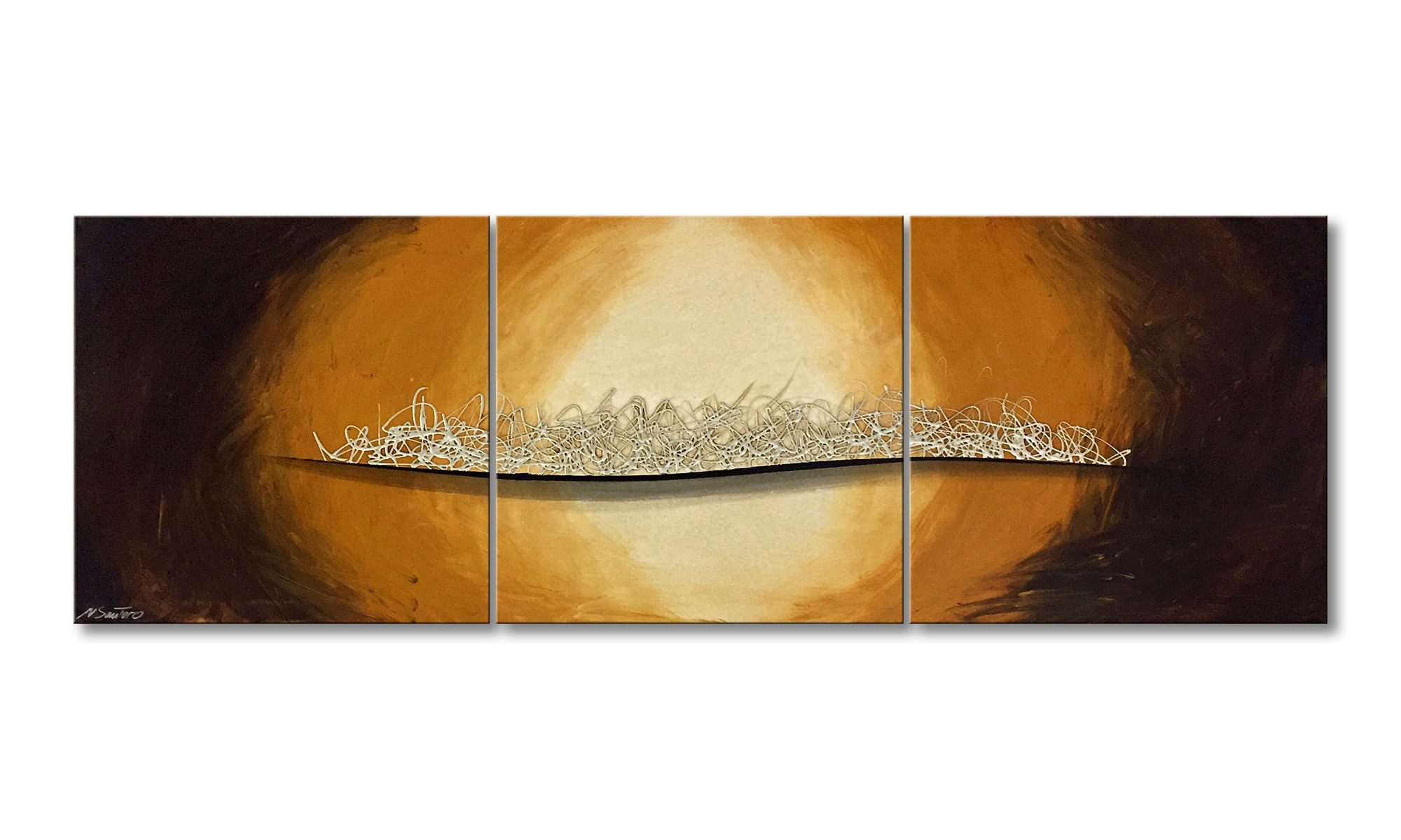 WandbilderXXL XXL-Wandbild Mirage 210 x 70 cm, Abstraktes Gemälde, handgemaltes Unikat