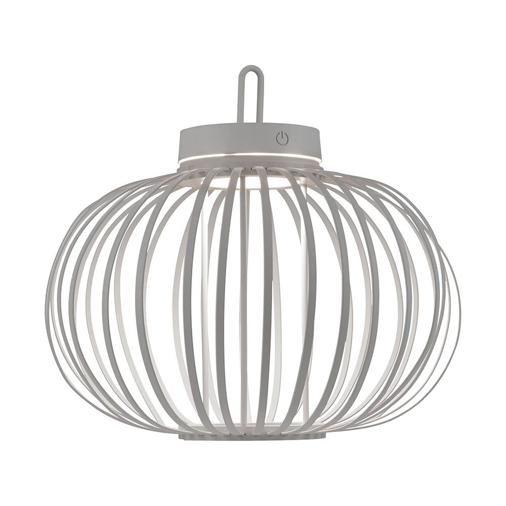 JUST LIGHT Außen-Tischleuchte, LED-Leuchtmittel fest verbaut, Warmweiß, LED Tischleuchte Pendellampe Akku Bambus greige USB Touchdimmer