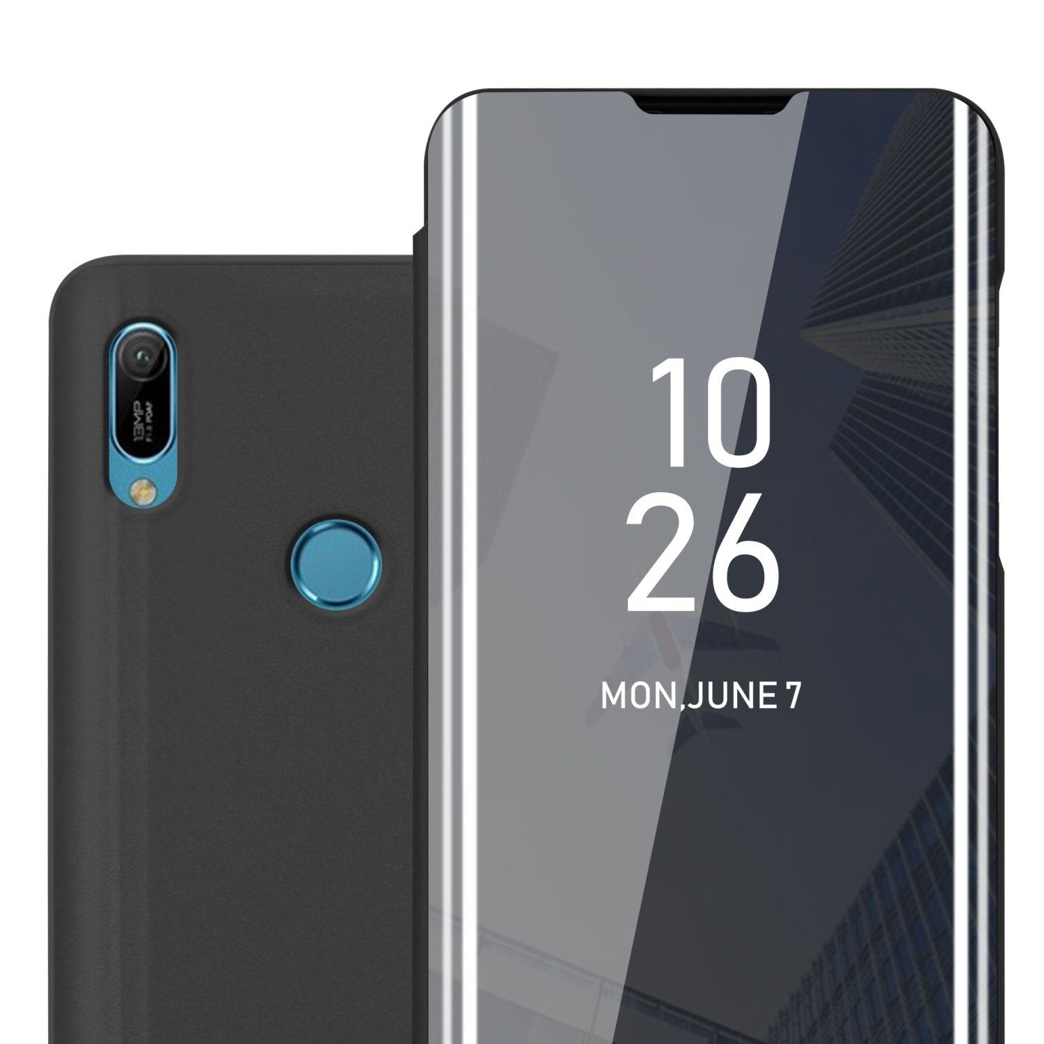 Cadorabo Handyhülle für Huawei Y6 2019 Hülle Huawei Y6 2019, Klappbare Handy Schutzhülle - Hülle - mit Standfunktion und Kartenfach