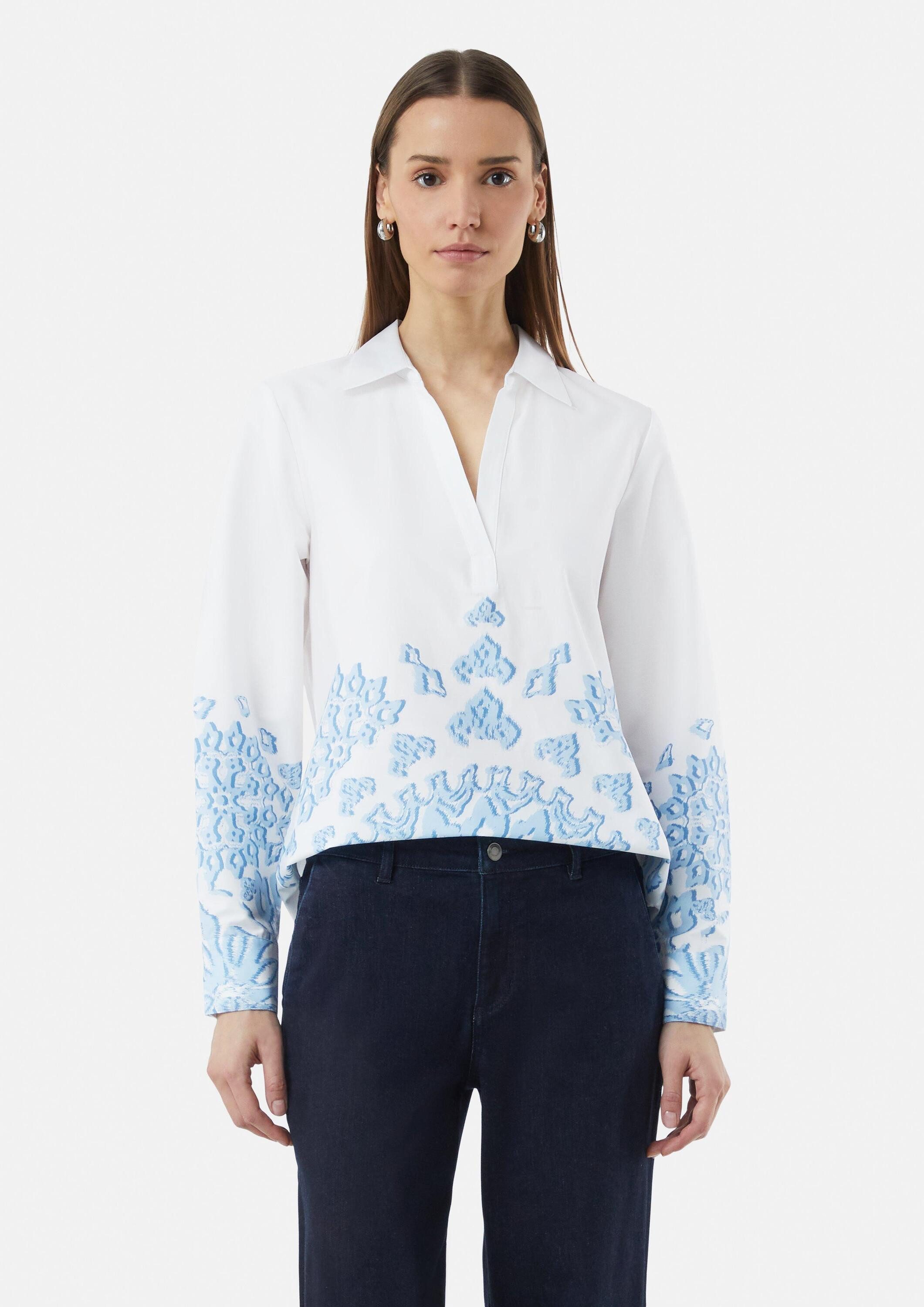 comma Langarmbluse Bluse Tunika-Bluse mit platziertem Artwork