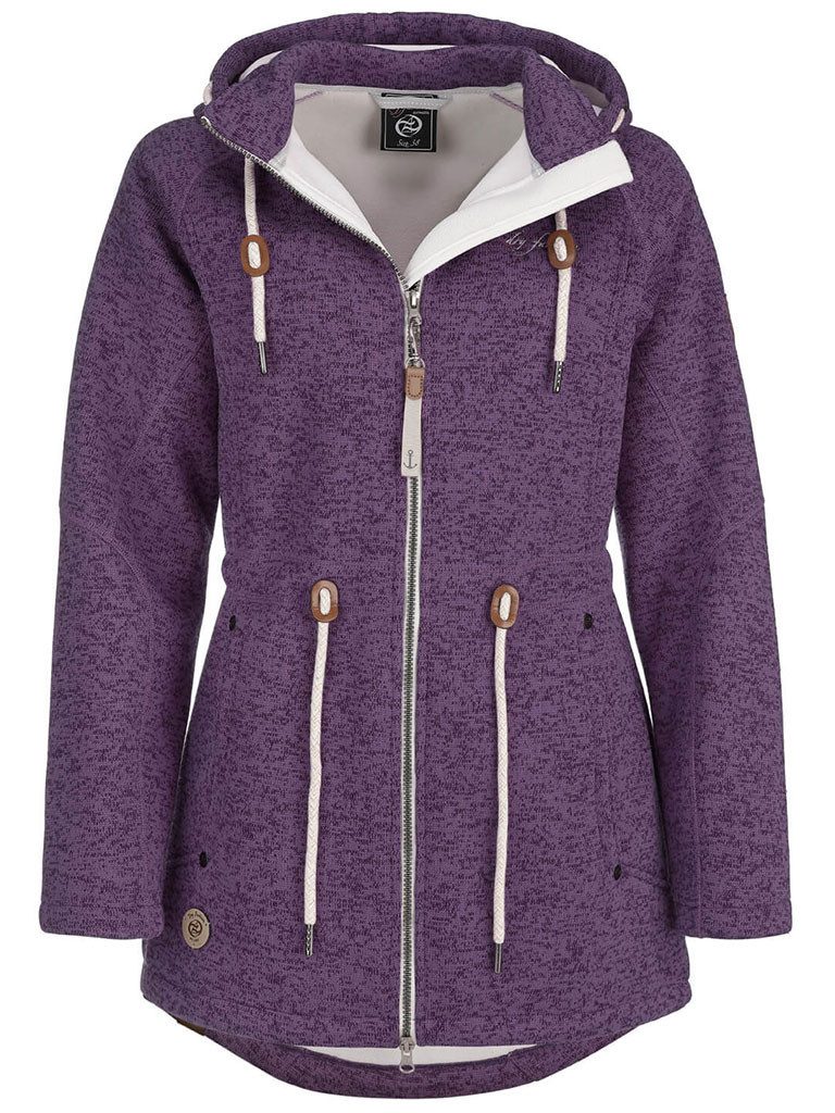 Dry Fashion Wollmantel Damen Fleece-Mantel St. Peter-Ording - Wärmende Fleecejacke mit Kapuze