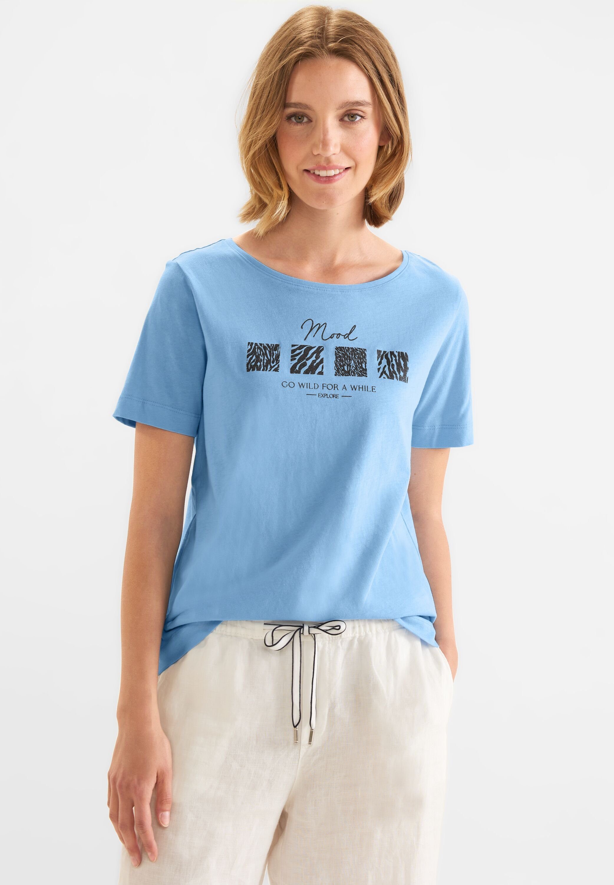 STREET ONE T-Shirt aus reiner Baumwolle light splash blue