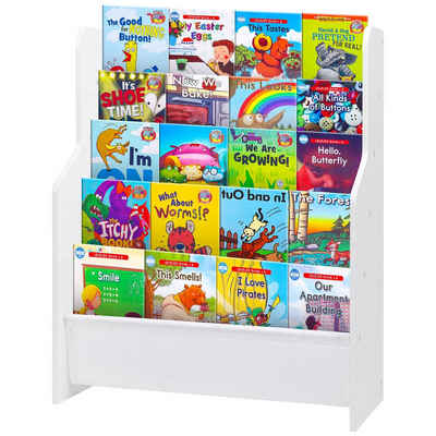 Yorbay Bücherregal Kinder Bücherregal, mit Ablagefächern, Weiß, aus Holz, Kinderregal, Organizer für Kinderzimmer, Spielzimmer, Wohnzimmer, Schlafzimmer