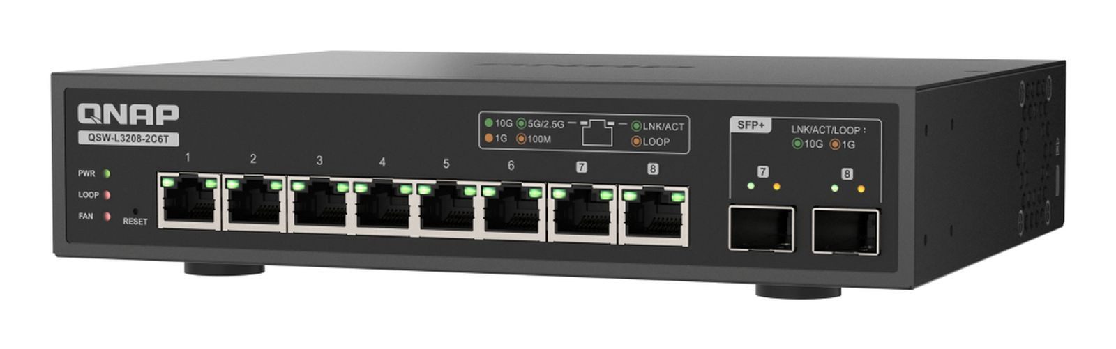 QNAP QSW-L3208-2C6T - Switch - managed - 2 x 10 Gigabit SFP+ + 8 x 100/1... Netzwerk-Switch