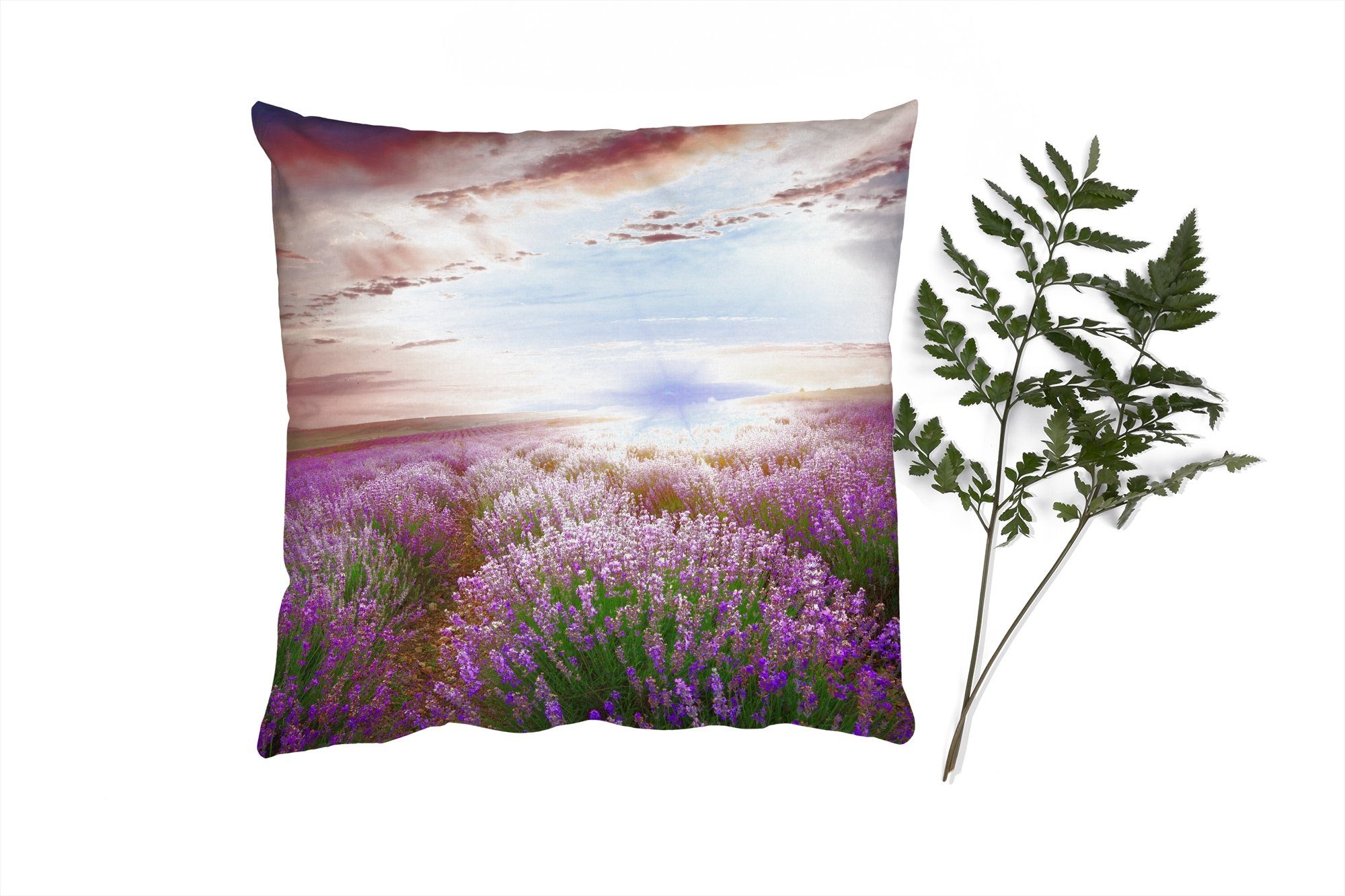 MuchoWow Dekokissen Lavendel - Sonne mit für Sofakissen Füllung Zierkissen Deko, Schlafzimmer, - Wohzimmer, Blumen