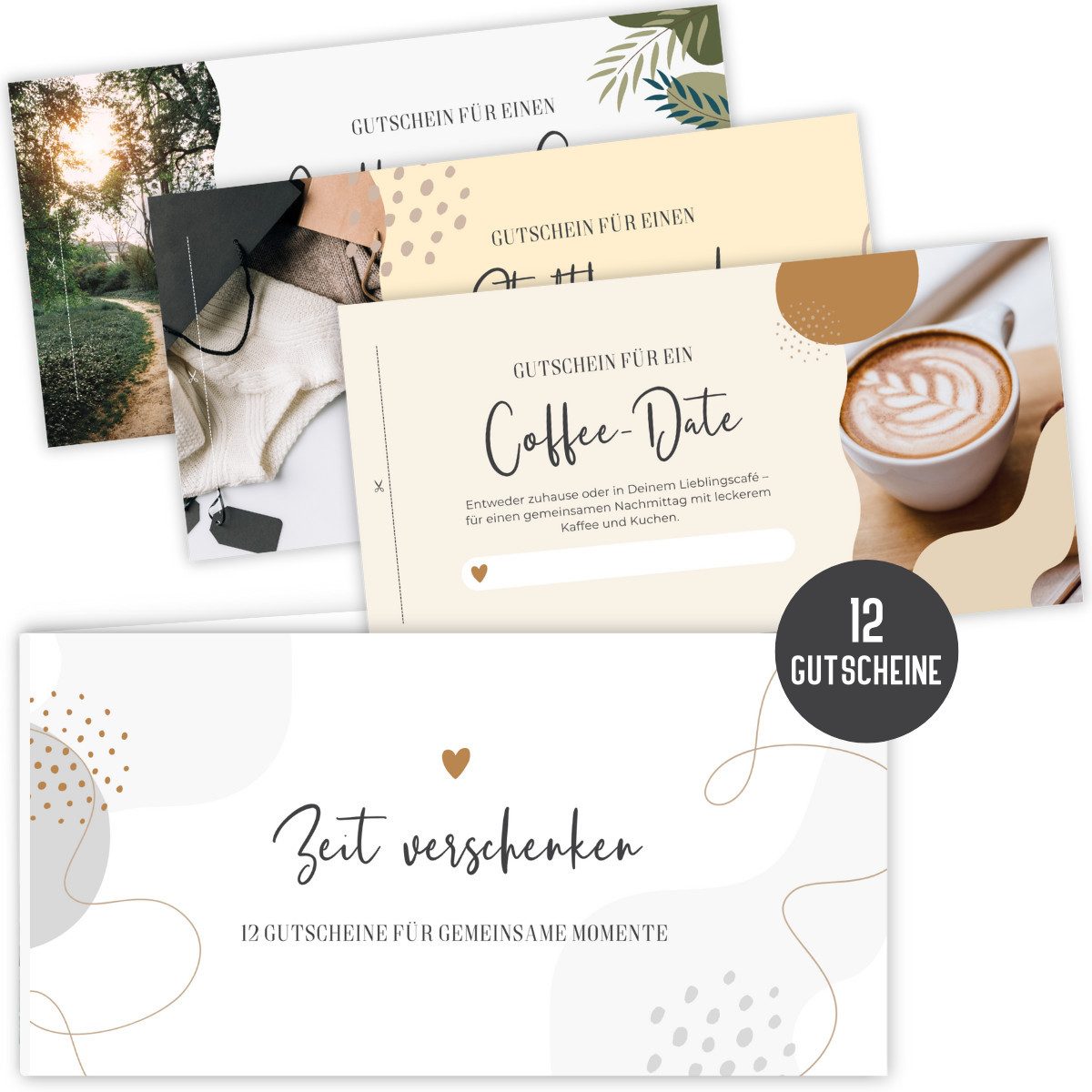 Things of Happiness Geschenkkarte Gutscheinheft, 12 Gutscheine für gemeinsame Erlebnisse