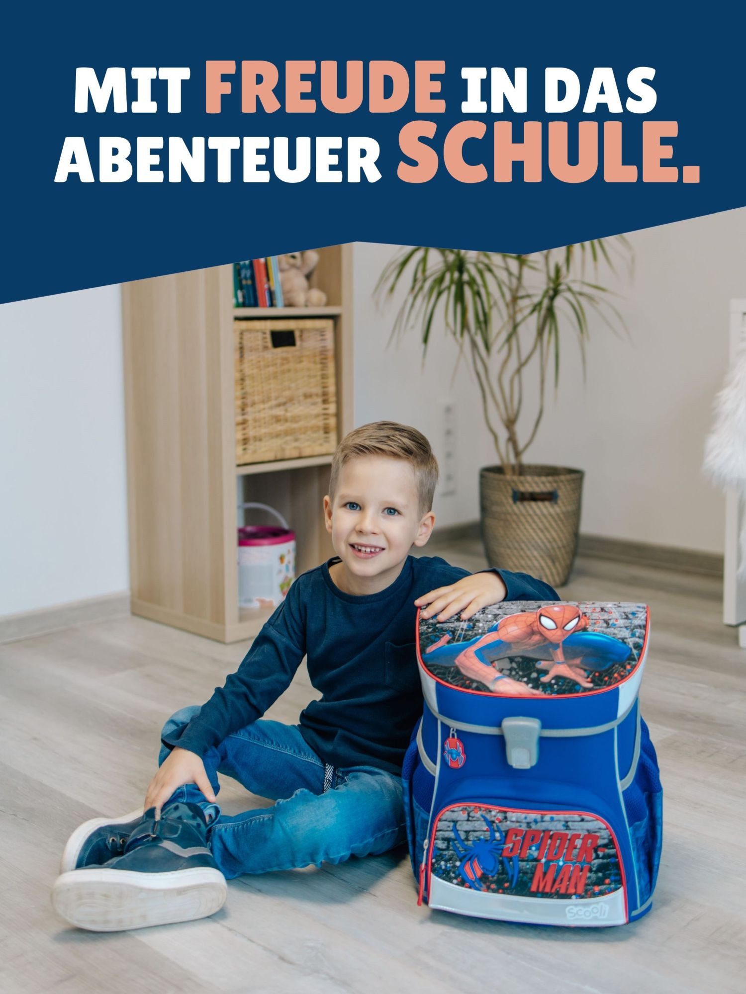 Scooli Schulranzen Campus Fit Spiderman Schultasche ab der 1. Klasse (Grund-Set, 5-tlg., mit gefüllter Federmappe, Turn- & Brustbeutel), mit Brustgurt, 980 Gramm leicht, 18L Volumen