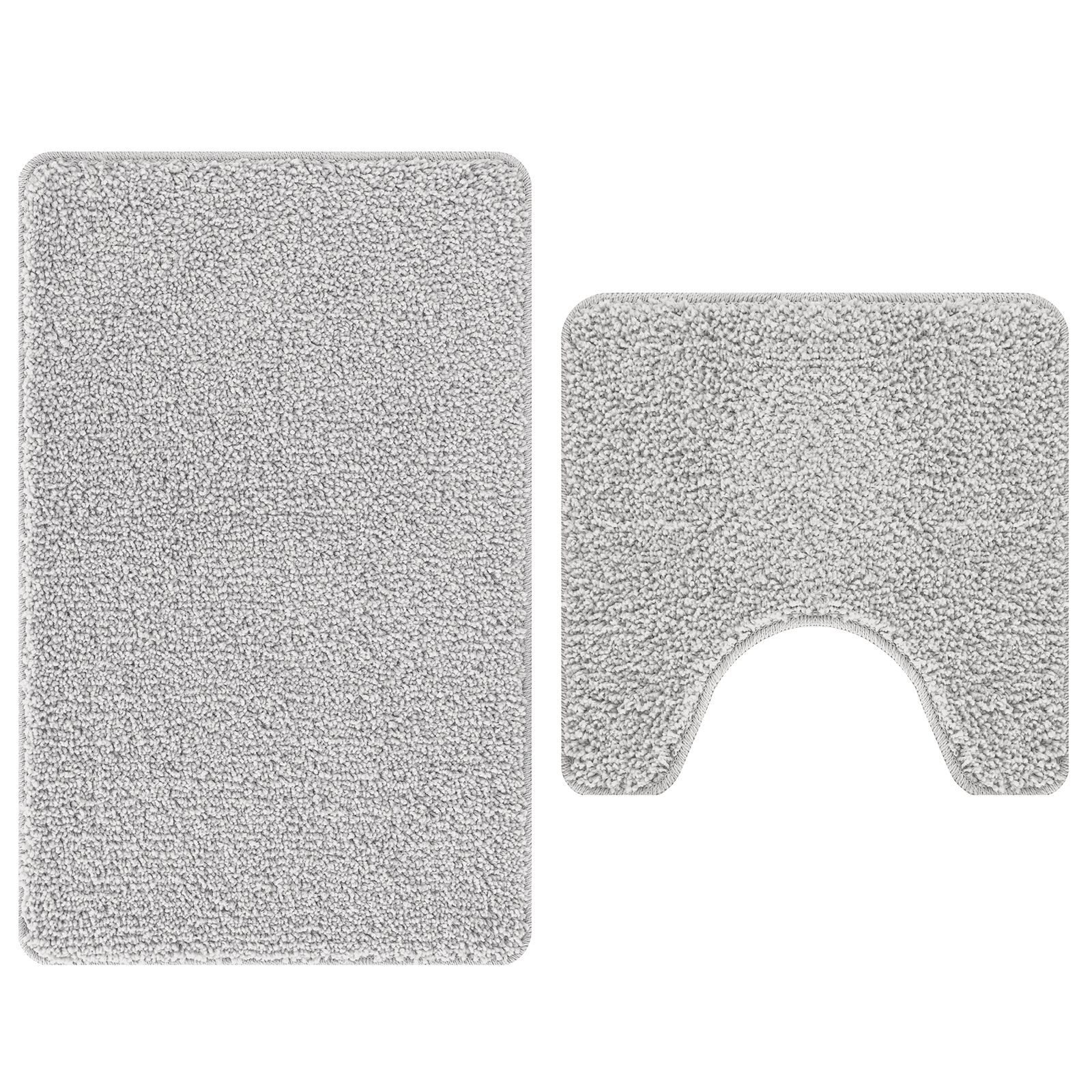 Badematte Grau 2-teiliges Badematten-Set Grau Polypropylen Rutschfest