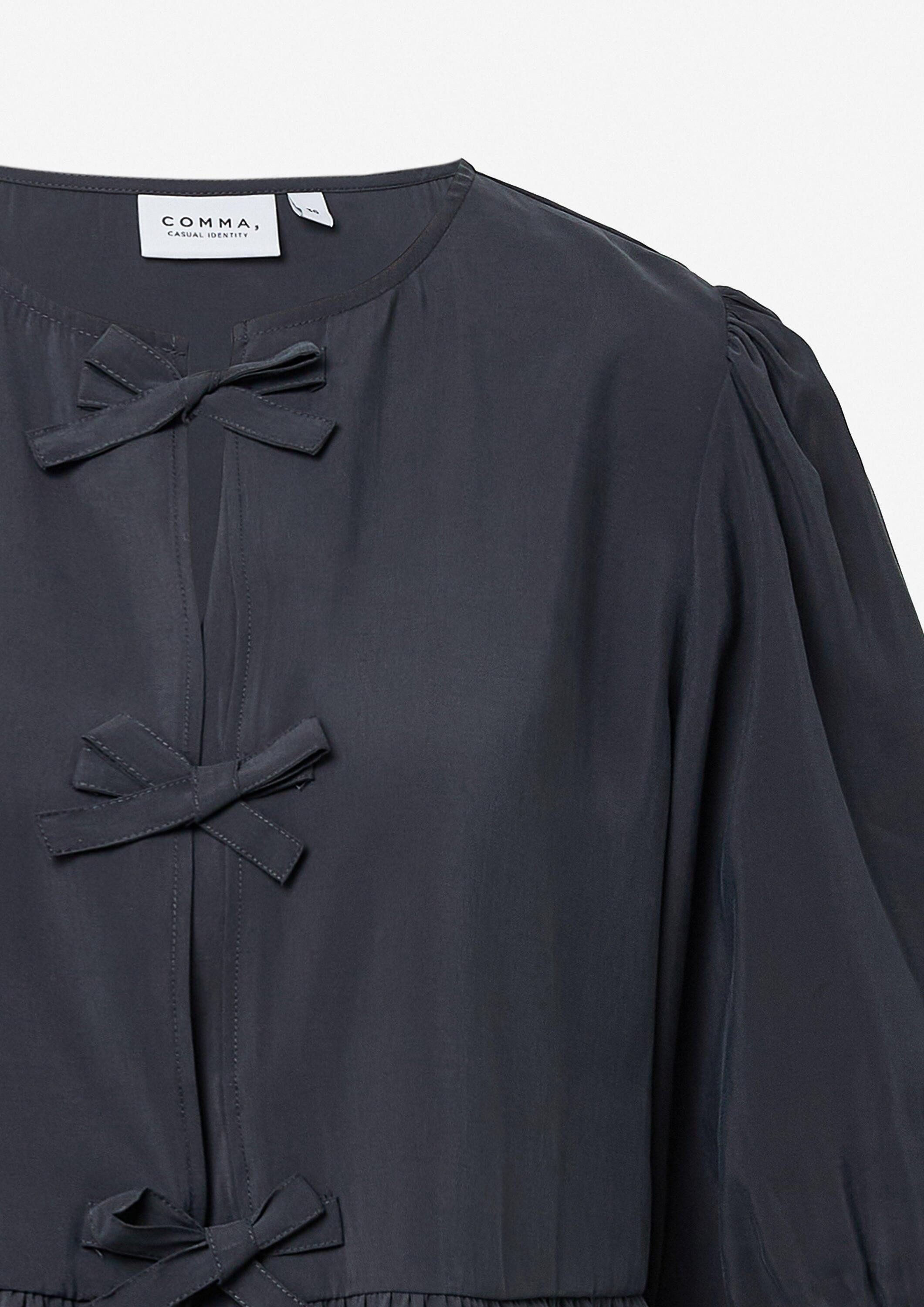 comma Kurzarmbluse Bluse Feminine Bluse mit Schleifendetails und Volant