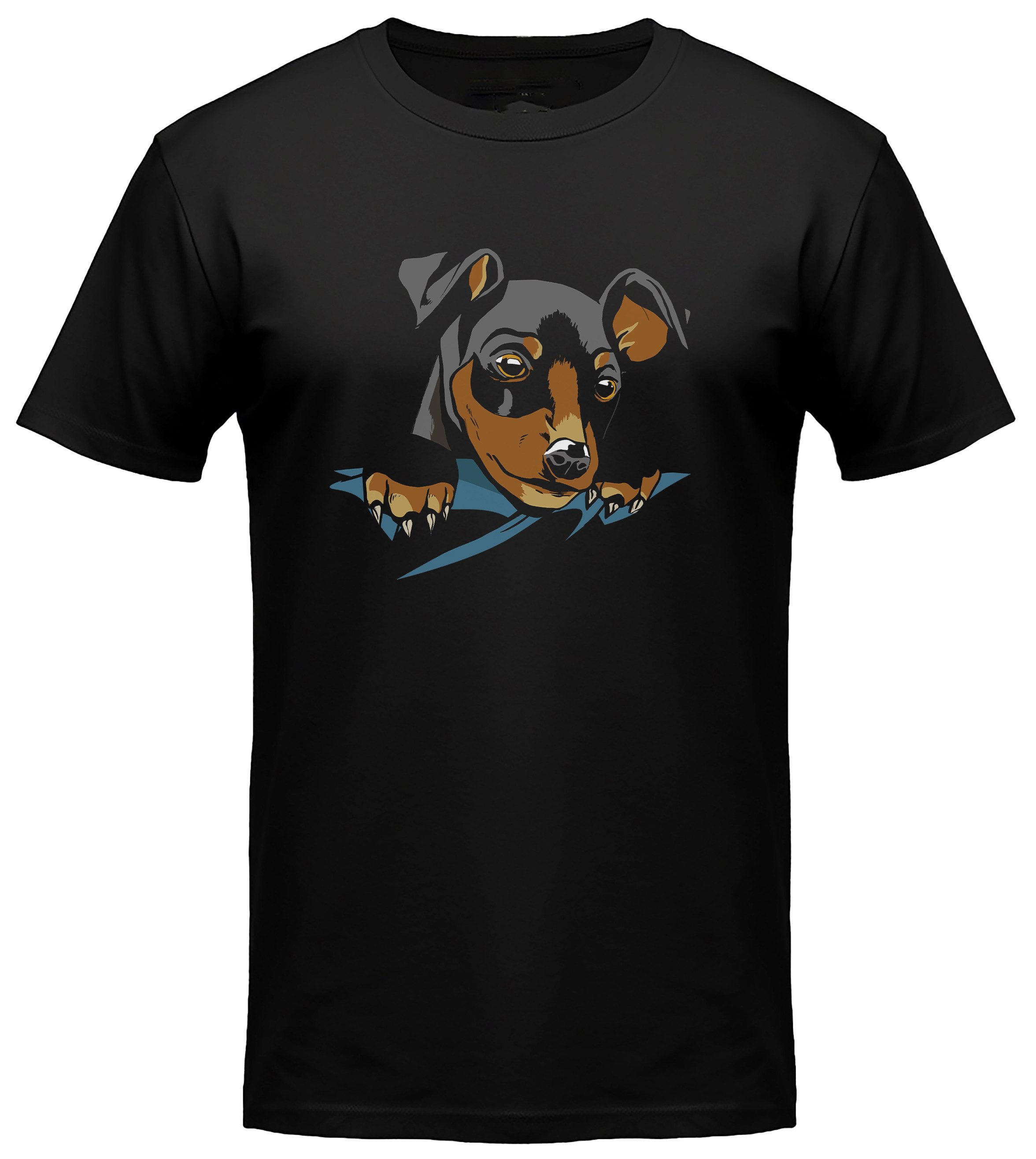 MyDesign24 T-Shirt Hunde print Shirt Hundekopf Hunde T-Shirt schwarz kurzarm Regular Fit i227