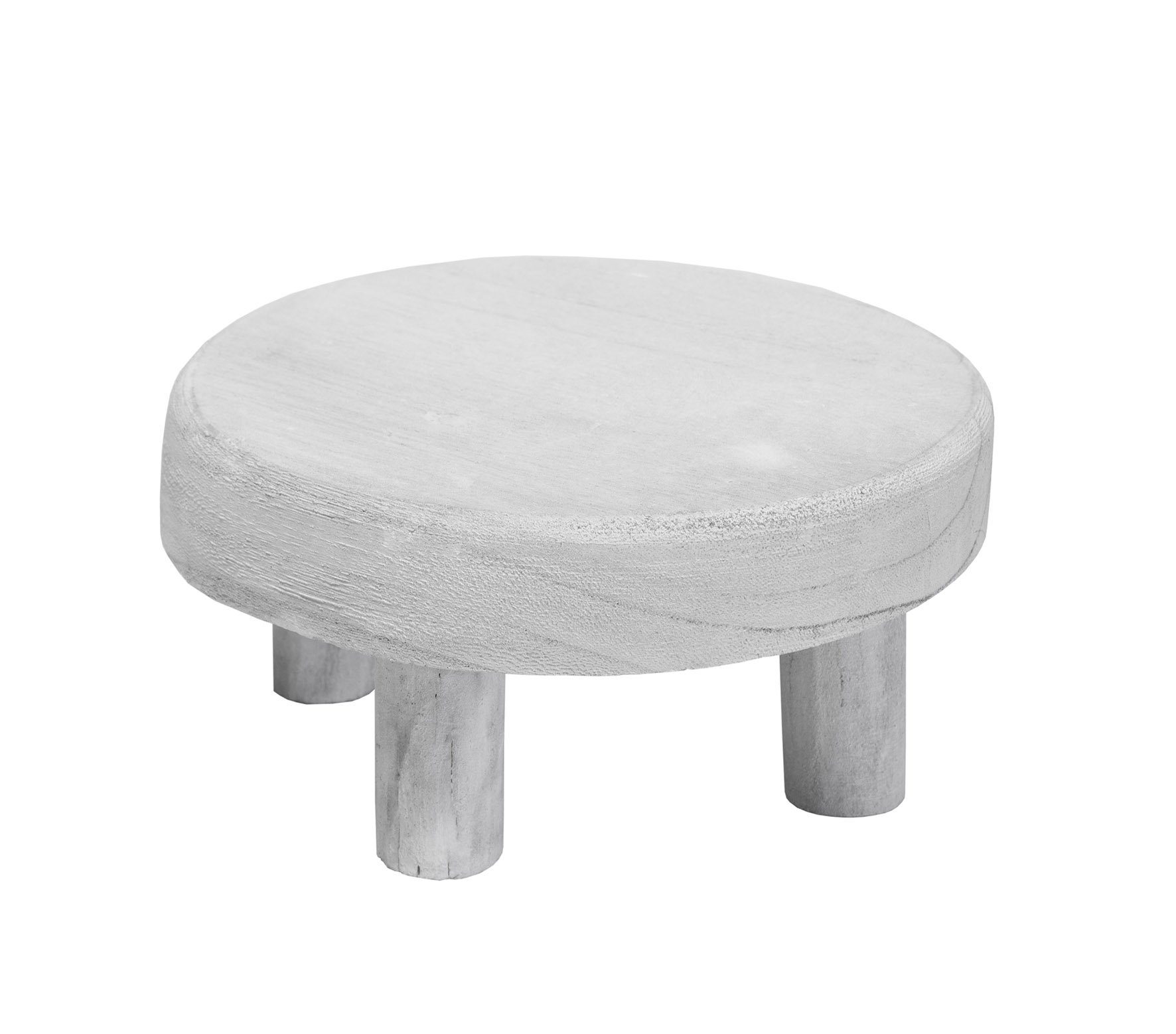 Spetebo Blumenhocker Holz Pflanzenhocker klein 20 cm - white washed (Packung, 1 St., Pflanzenständer mit 4 Füßen), Massivholz Blumenteller rund