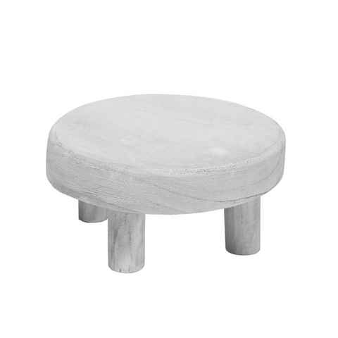 Spetebo Blumenhocker Holz Pflanzenhocker klein 20 cm - white washed (Packung, 1 St., Pflanzenständer mit 4 Füßen), Massivholz Blumenteller rund