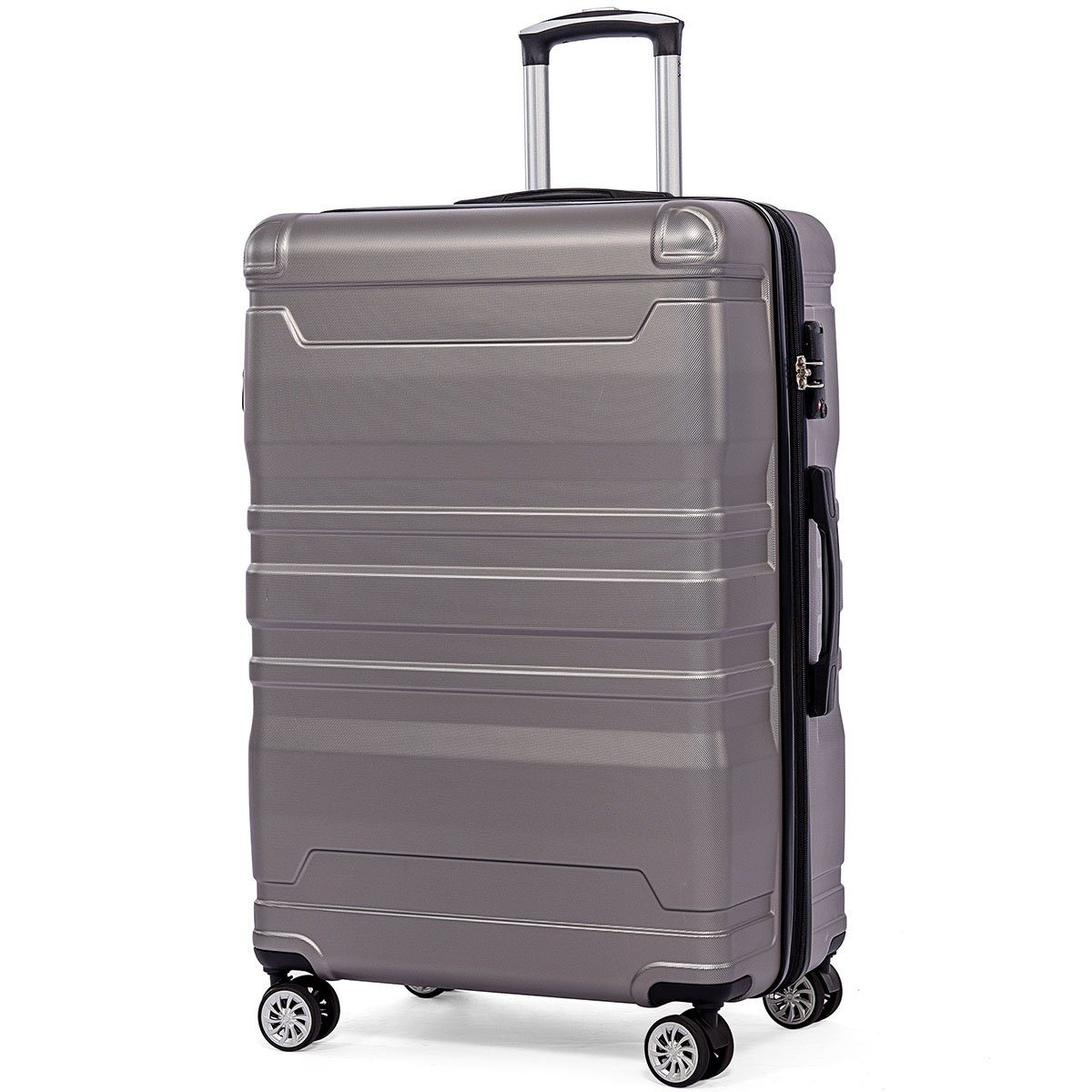 XDeer Kofferset Hartschalen-Handgepäck Koffer mit TSA-Schloss und Universalrad, Erweiterbar Seitengriff XL-47x31x75 cm Grau