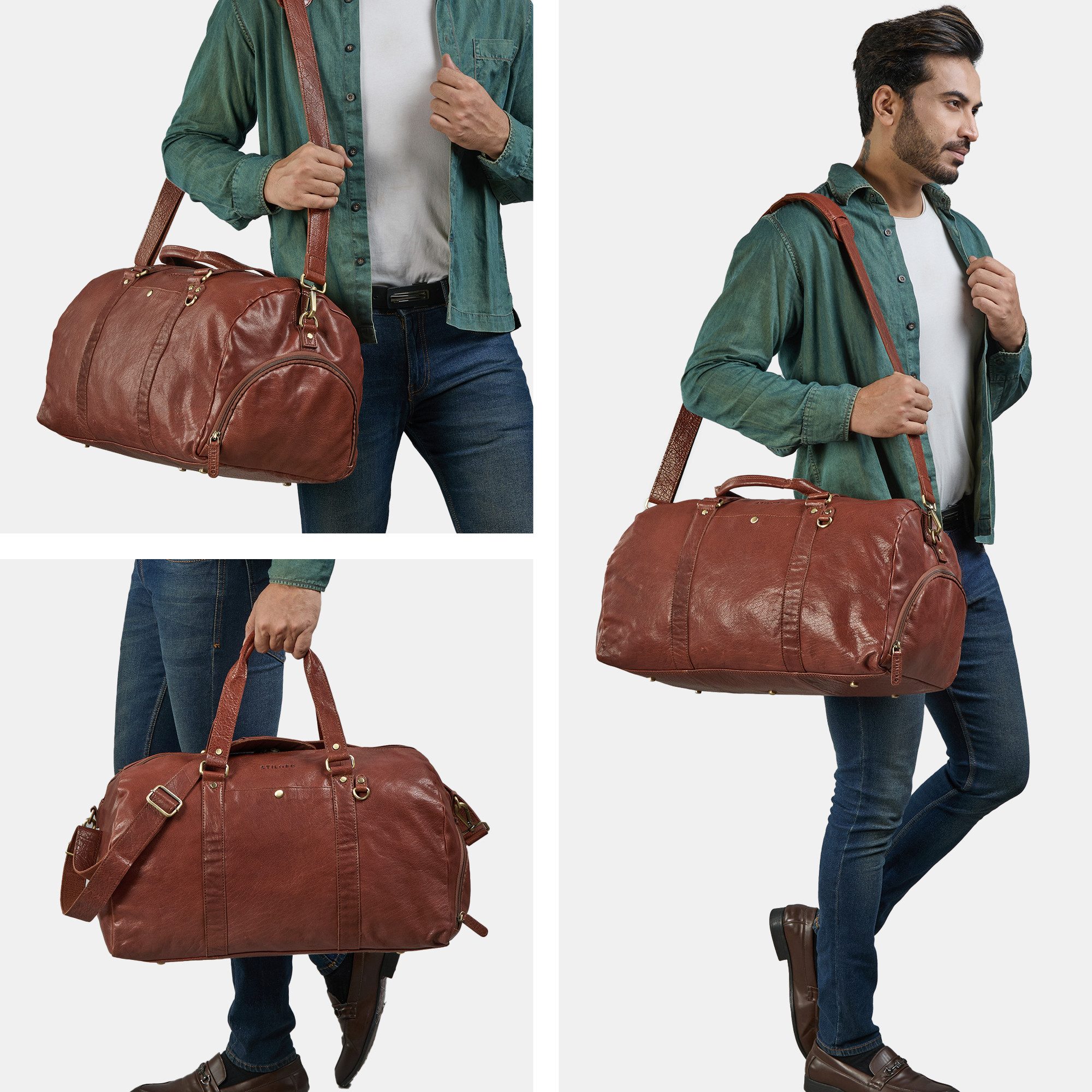 STILORD Weekender "Ventura" Echtleder Weekender Herren & Damen Groß