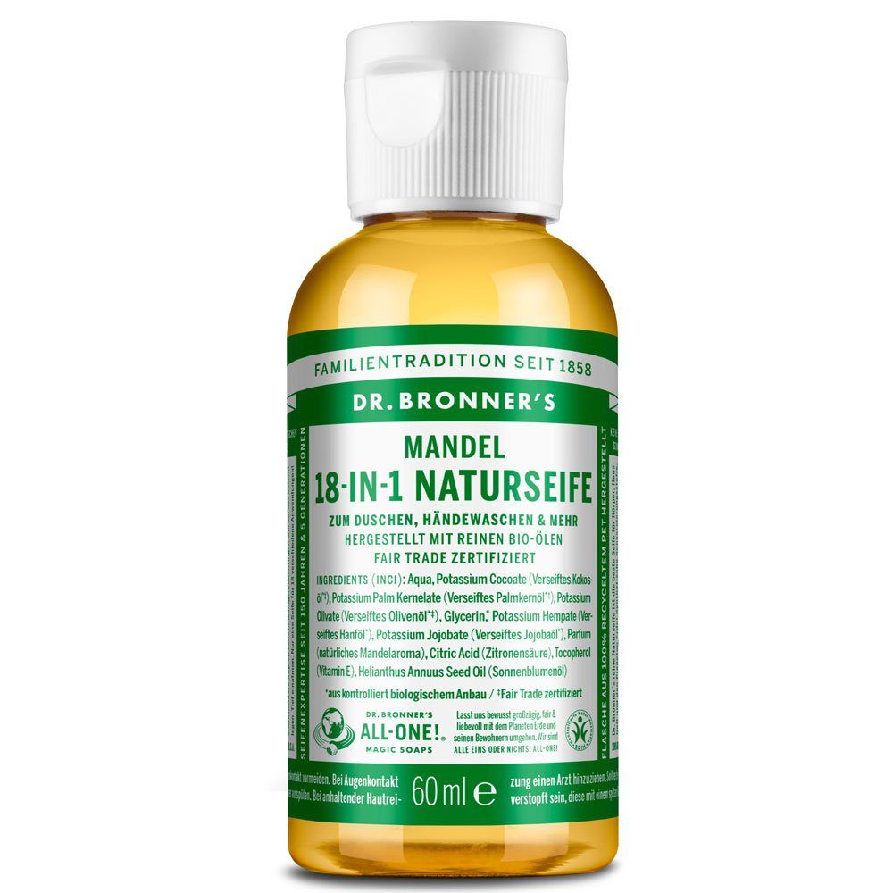 Dr. Bronners Handseife -IN- Naturseife Mandel, 60 ml