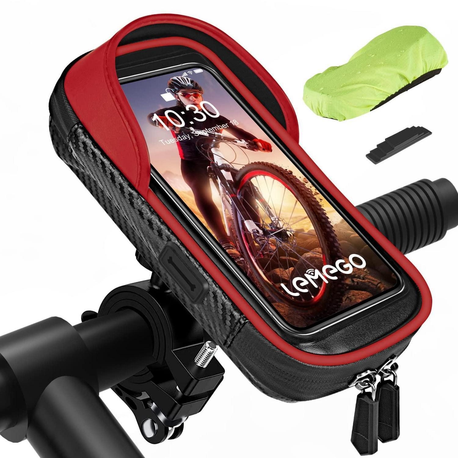 Smartphone-Halterung Handyhalterung Fahrrad Wasserdicht 360Grad Regenhaube Rot