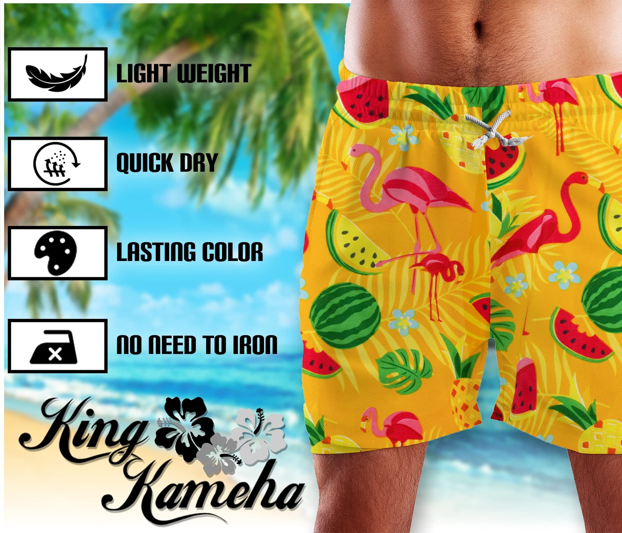 King Kameha Badeshorts Flamingo Melone Hawaii Bade-Shorts Mesh-Einsatz Vers günstig online kaufen