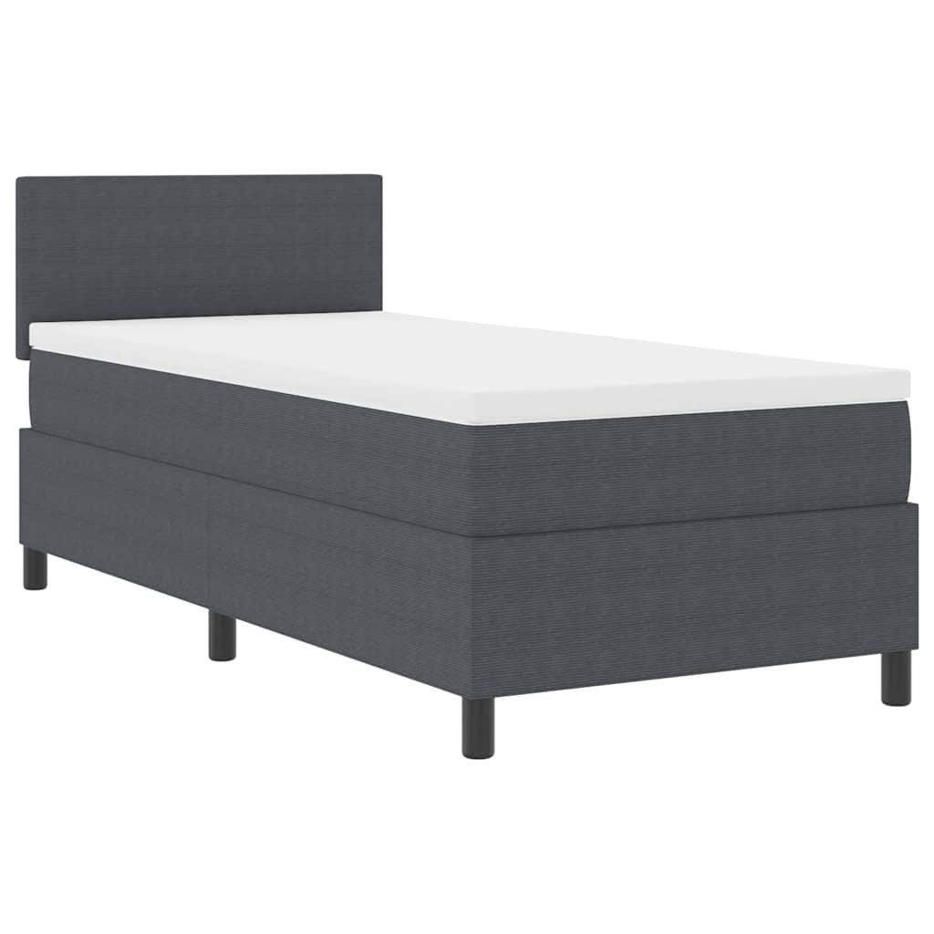 vidaXL Bett Boxspringbett Dunkelgrau und Weiß 90 x 200 cm Cordstoff (1-tlg)