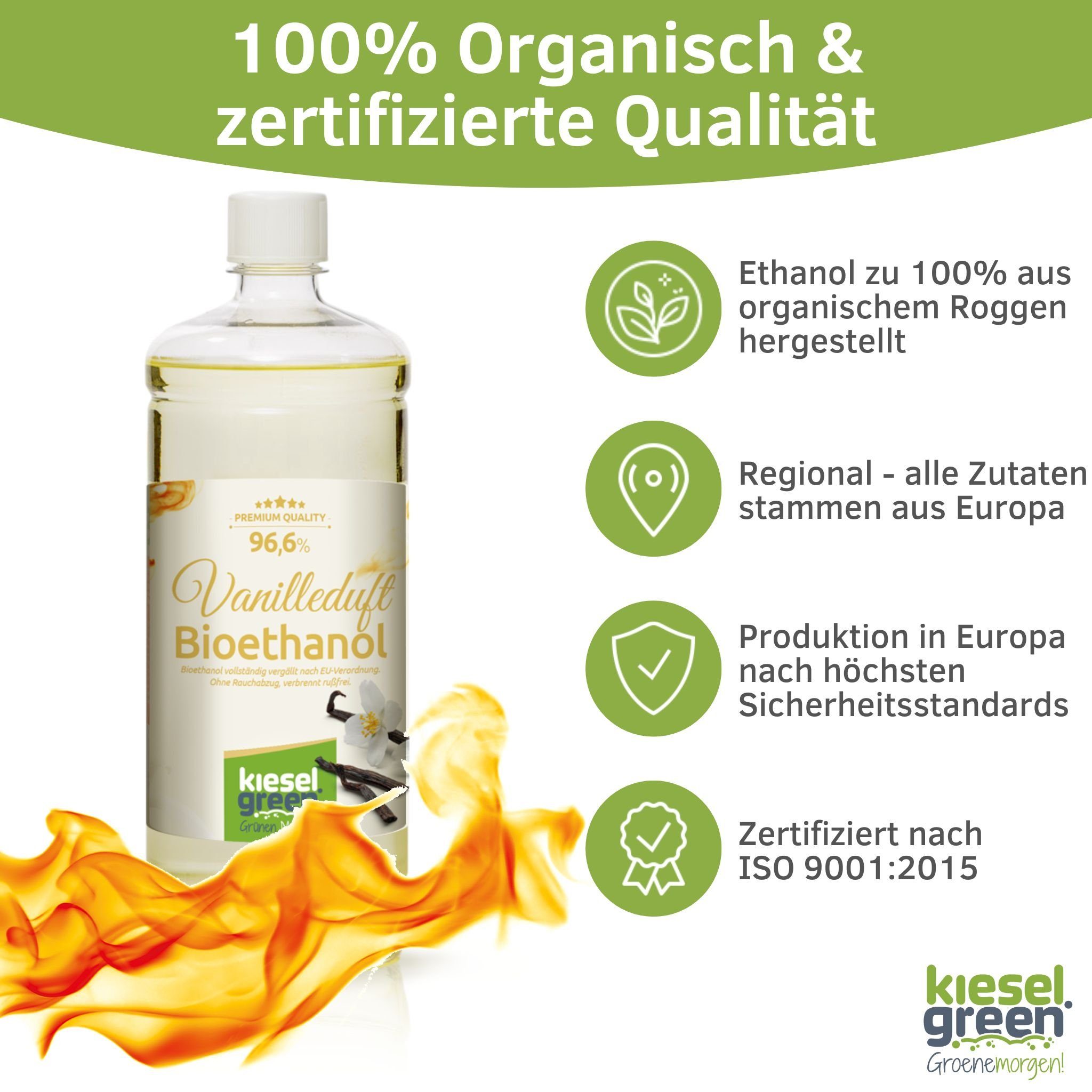 KieselGreen Bioethanol KieselGreen Bioethanol Flasche 12 x 1 Liter mit Duft für Ethanol-Kamin – Bild 3 von 5