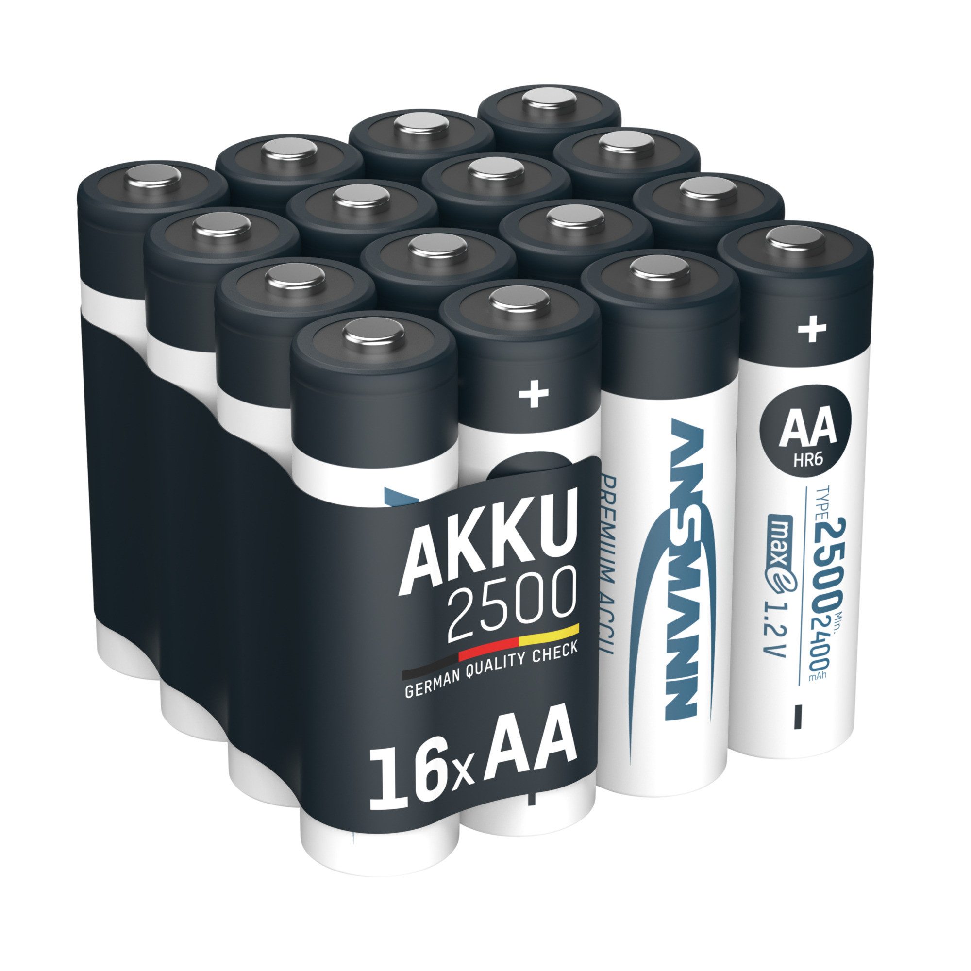 ANSMANN AG Akku Mignon AA 2500 mAh1,2V Ni-MH, 16 Stück Akku 2500 mAh (1.2 V)