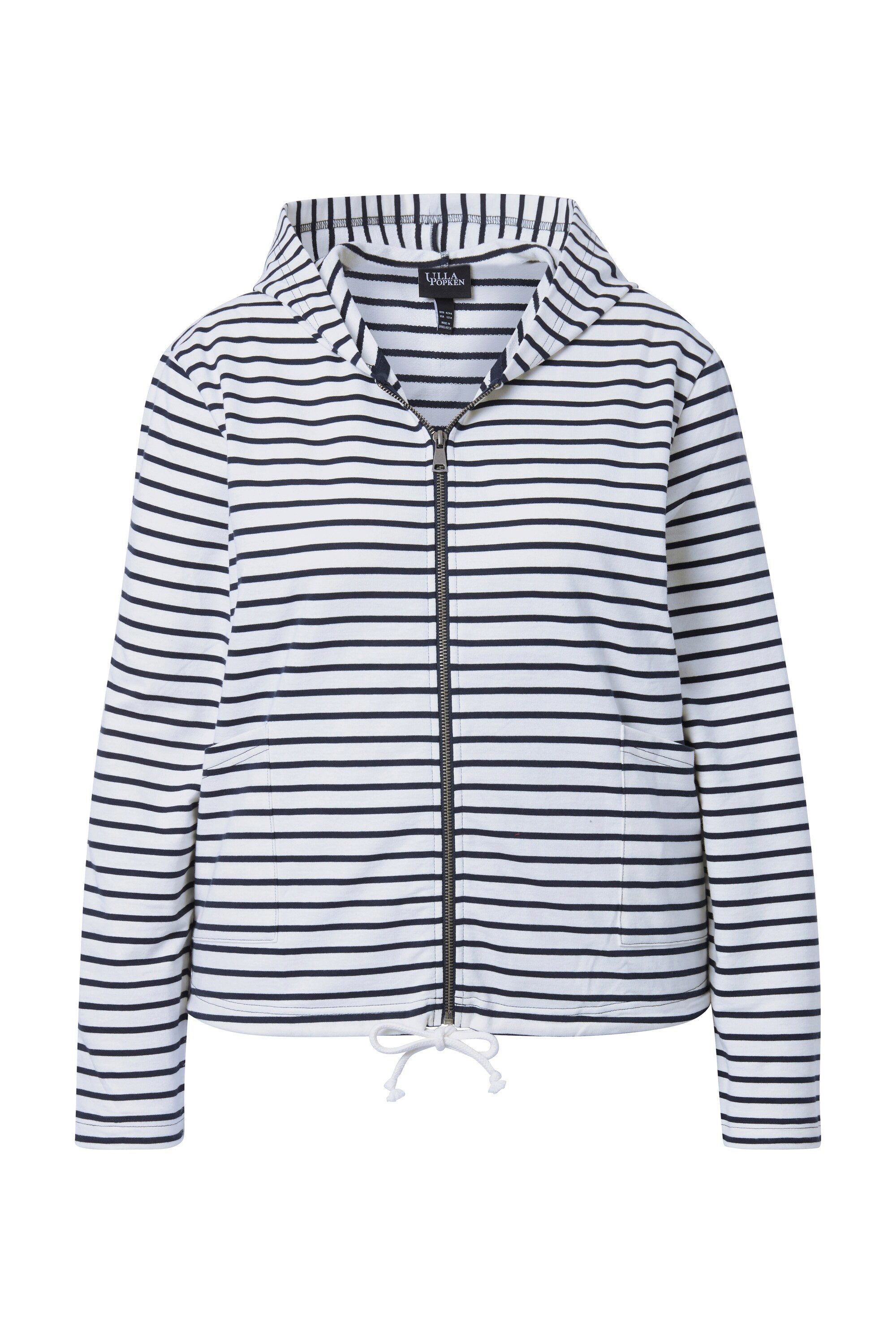 Ulla Popken Sweatjacke Sweatjacke Ringel Saumtunnel Kapuze günstig online kaufen
