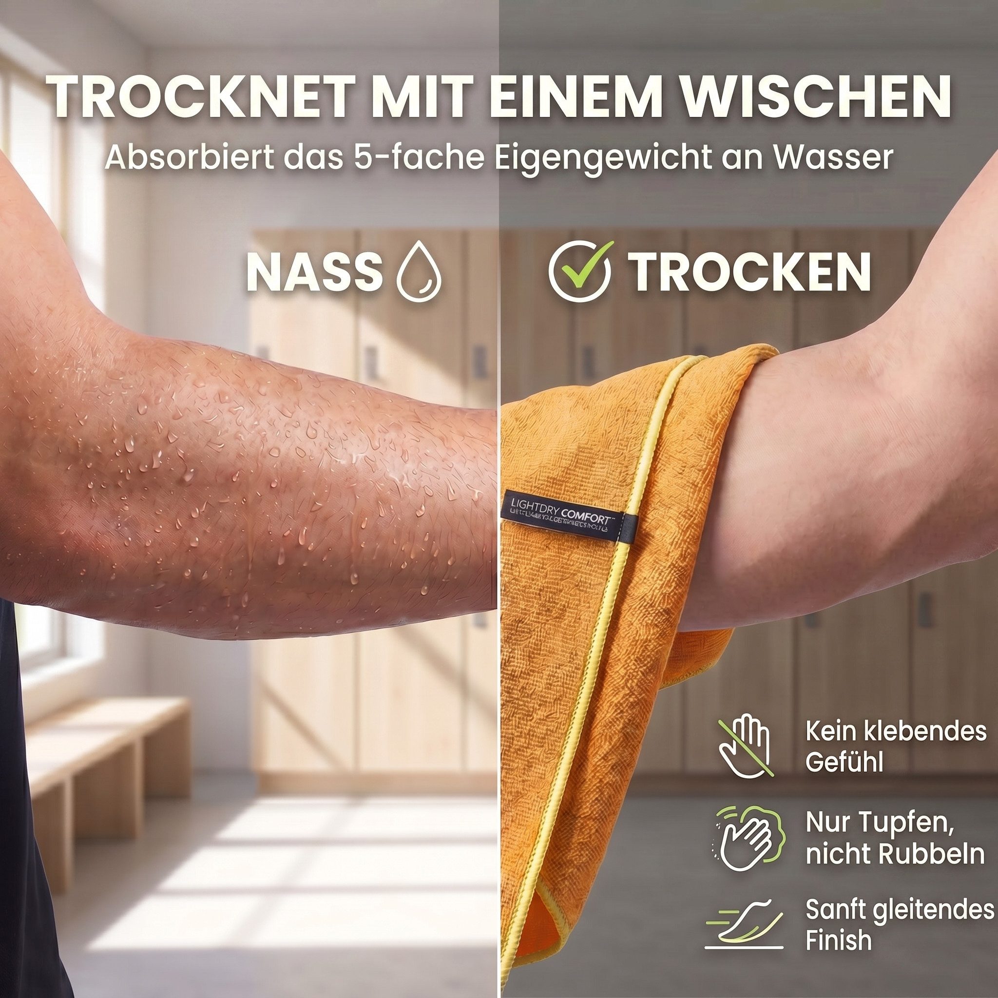 LightDry Reisehandtuch LightDry Reisehandtuch – Leichtes Mikrofaser-Sport und Strandhandtuch, Sport, Strand & Badehandtuch – Bild 4 von 5