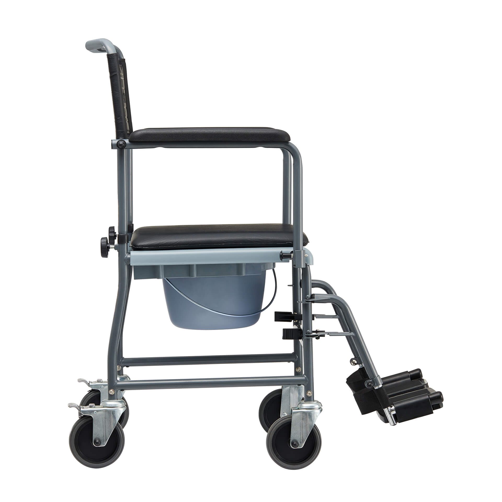 Dietz Group Toiletten-Rollstuhl TSU-2 für Senioren und eingeschränkte Personen Made in Germany, Vielseitige Einsatzmöglichkeiten, PVC-gepolstert, Mit Eimer, Fahrbar